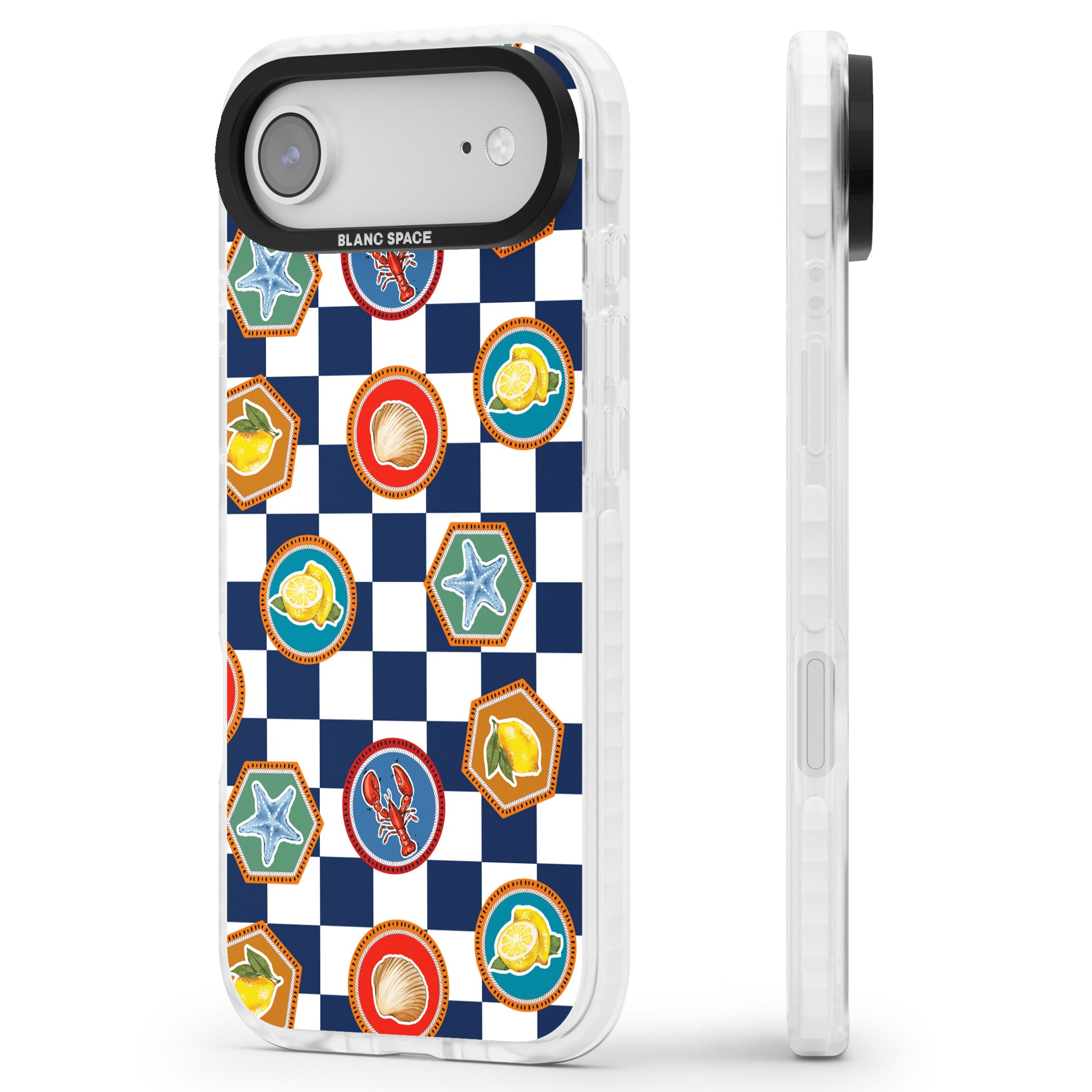Coastal Check Pattern iPhone 17 Air Impact Clear Phone Case Side Profile