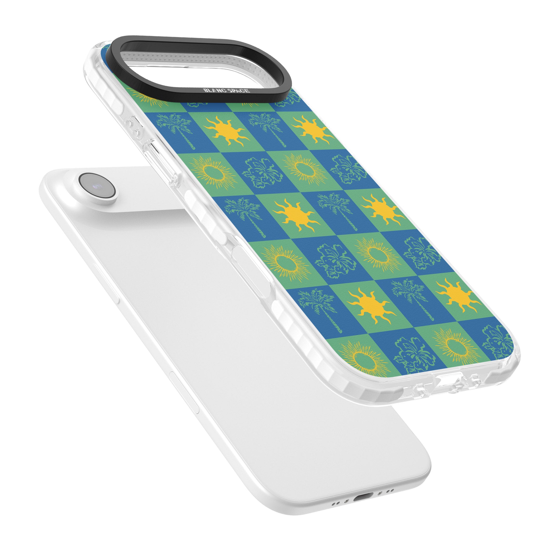 Green & Blue Tropical Checked iPhone 17 Air Impact Clear Phone Case Colours