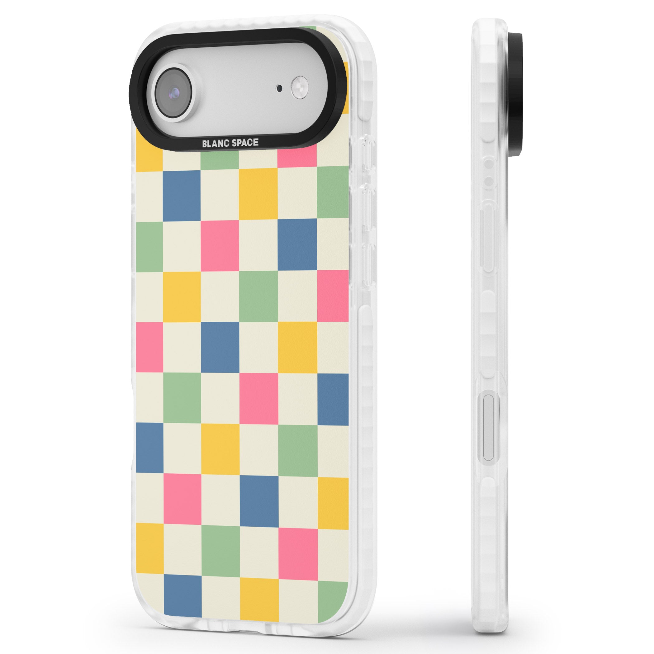 Pastel Multicolor Checkered iPhone 17 Air Impact Clear Phone Case Side Profile