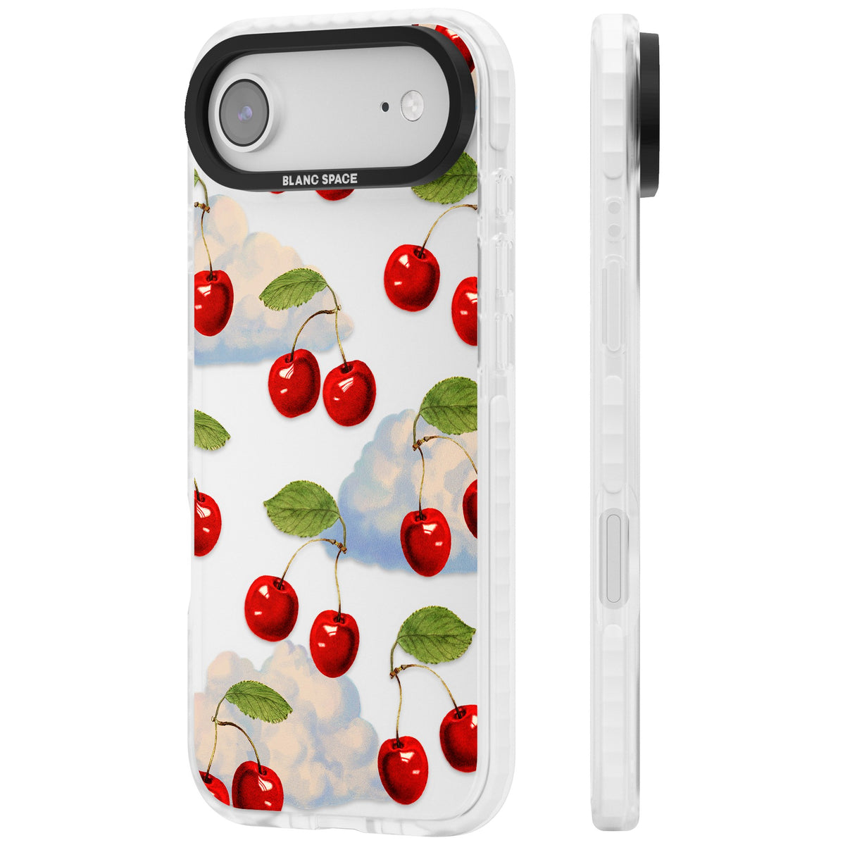 Vintage Cherries & Clouds iPhone Air Impact Clear Phone Case side