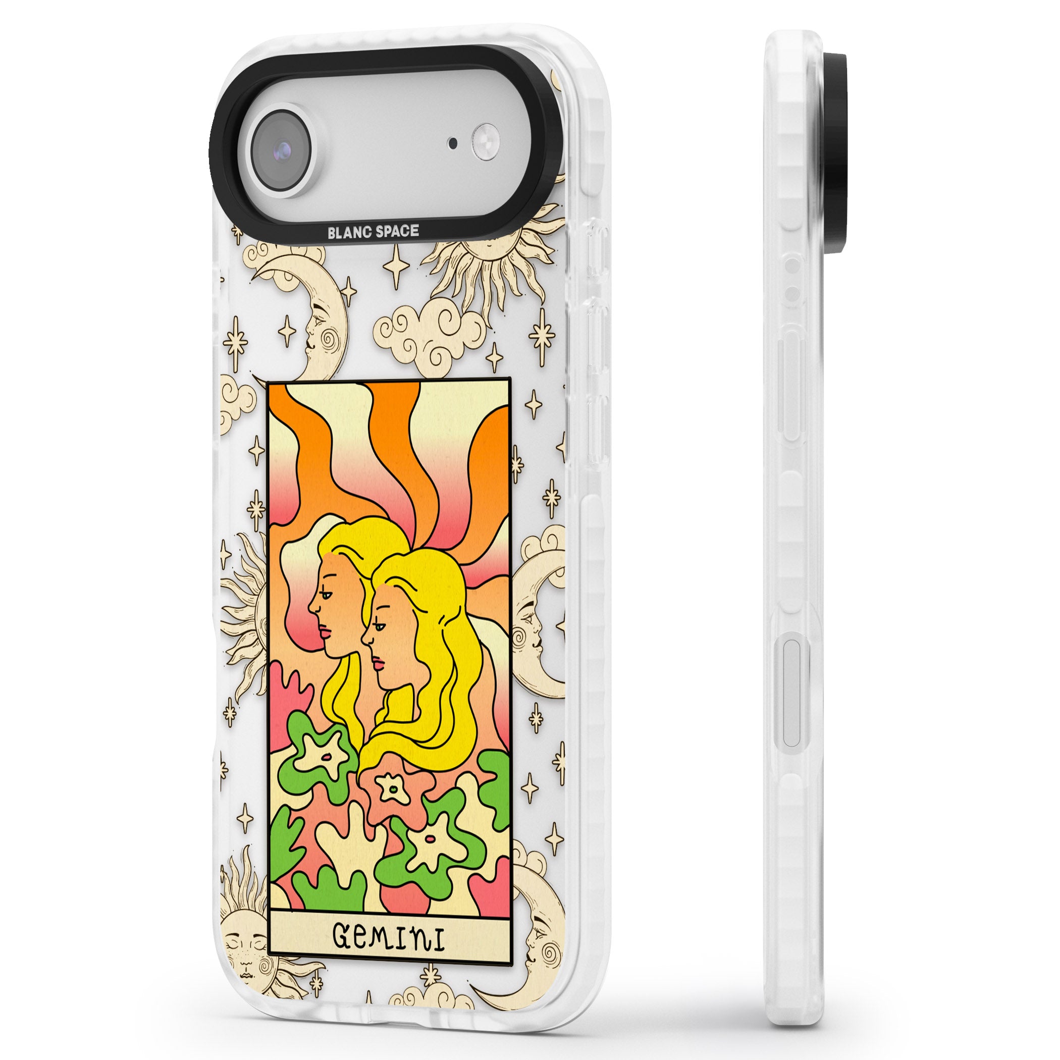 Celestial Zodiac Gemini iPhone 17 Air Impact Clear Phone Case Side Profile