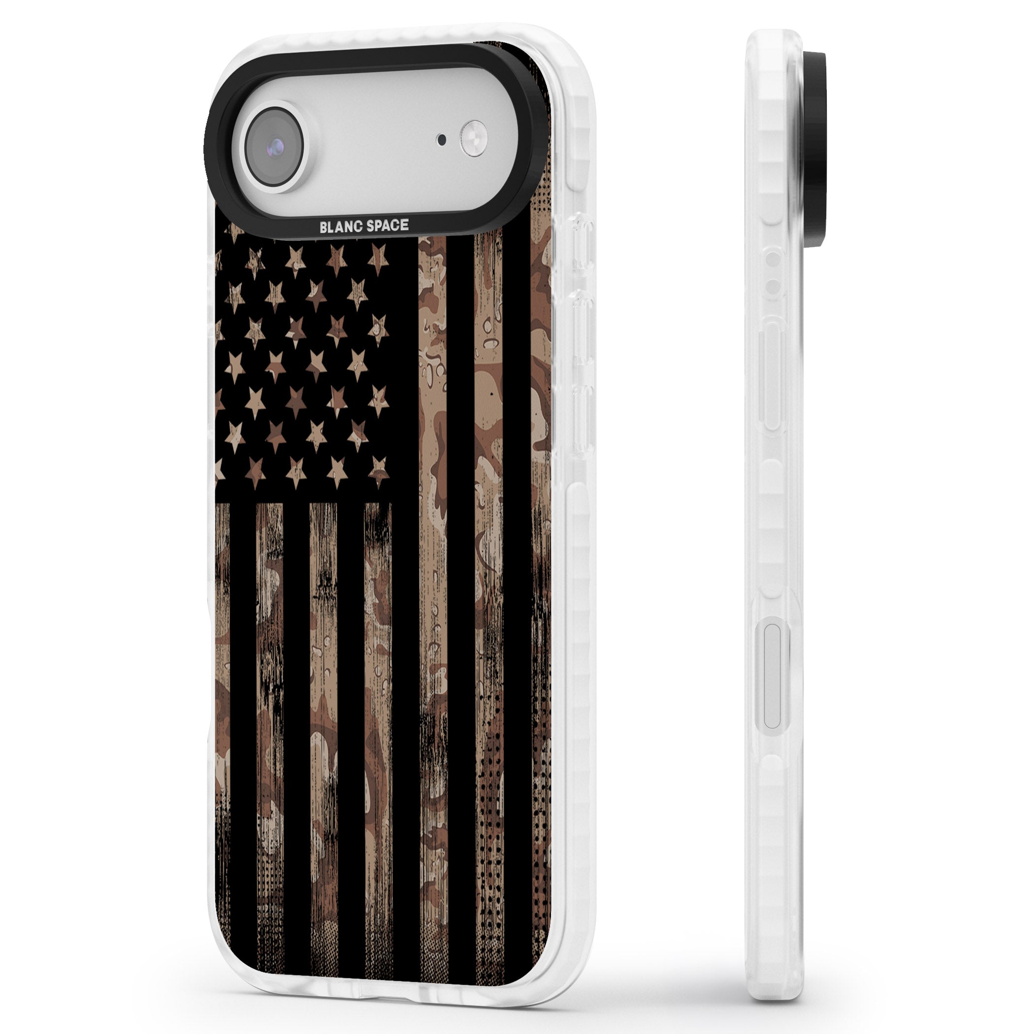 American Flag Camo iPhone 17 Air Impact Clear Phone Case Side Profile