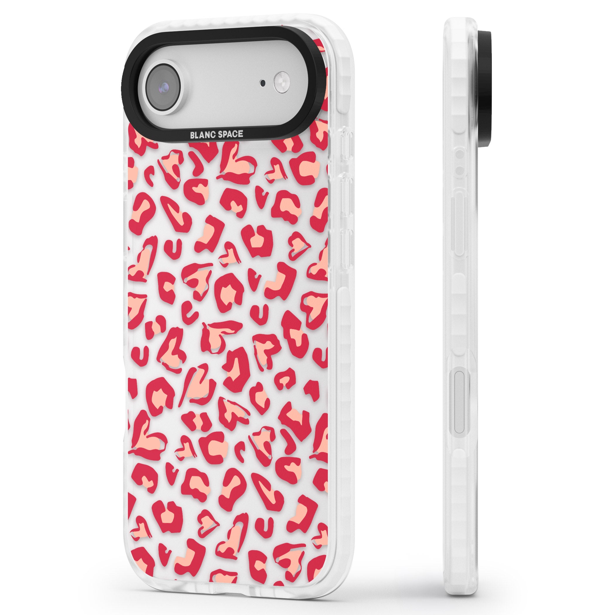 Heart Leopard Print iPhone 17 Air Impact Clear Phone Case Side Profile
