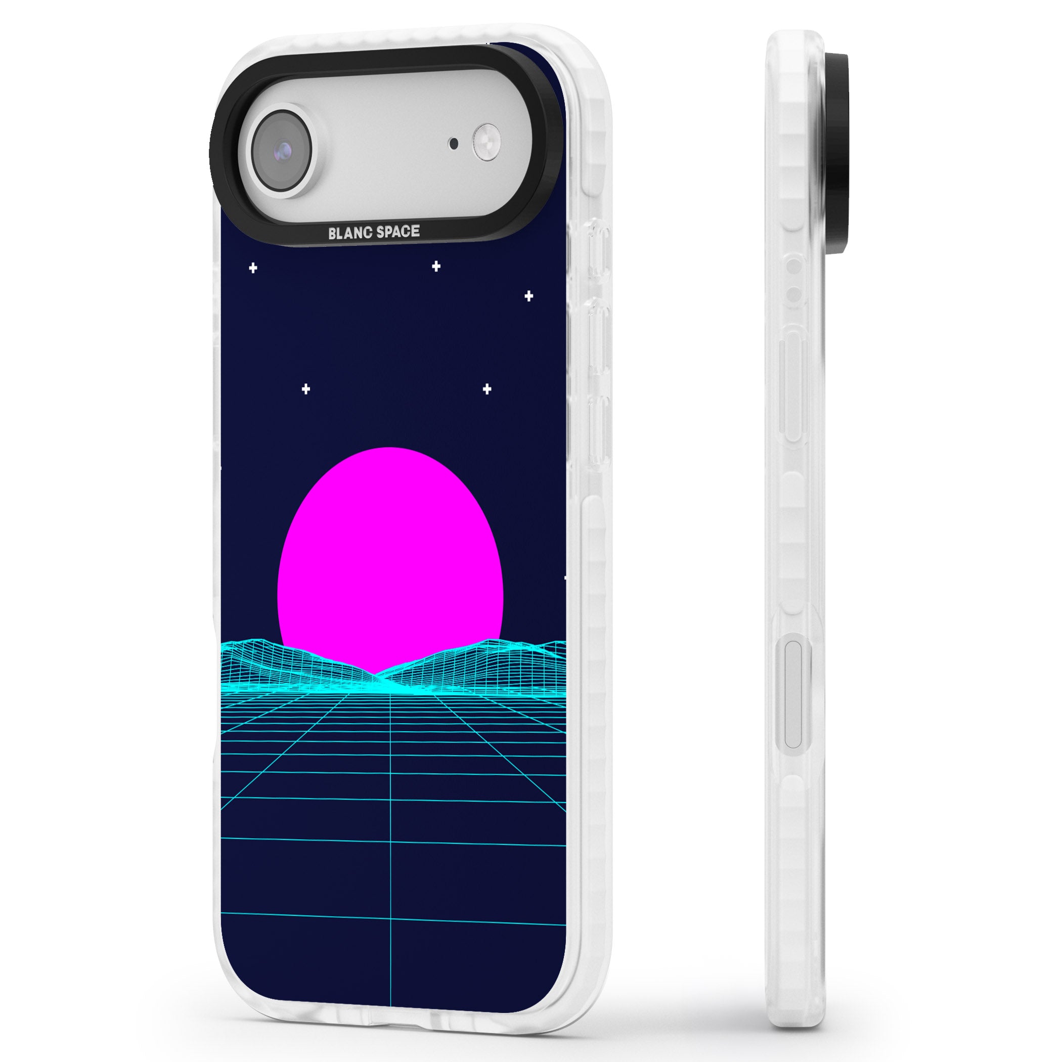Miami Sunset Vaporwave iPhone 17 Air Impact Clear Phone Case Side Profile