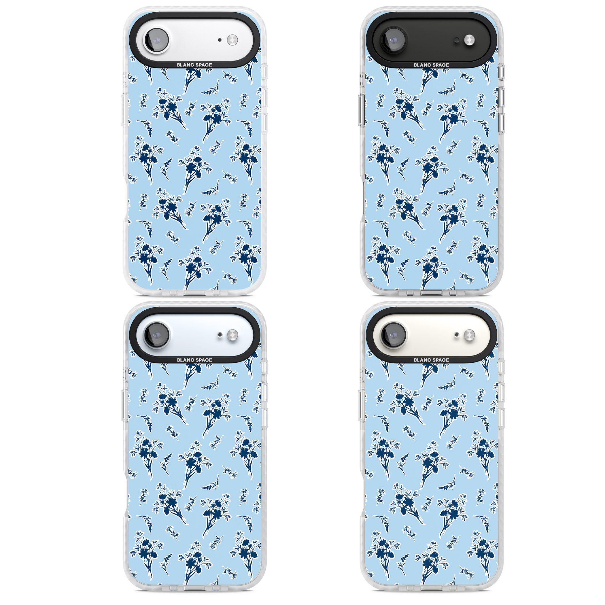 Blue Sticker Wildflowers iPhone 17 Air Impact Clear Phone Case APT Impact Protection
