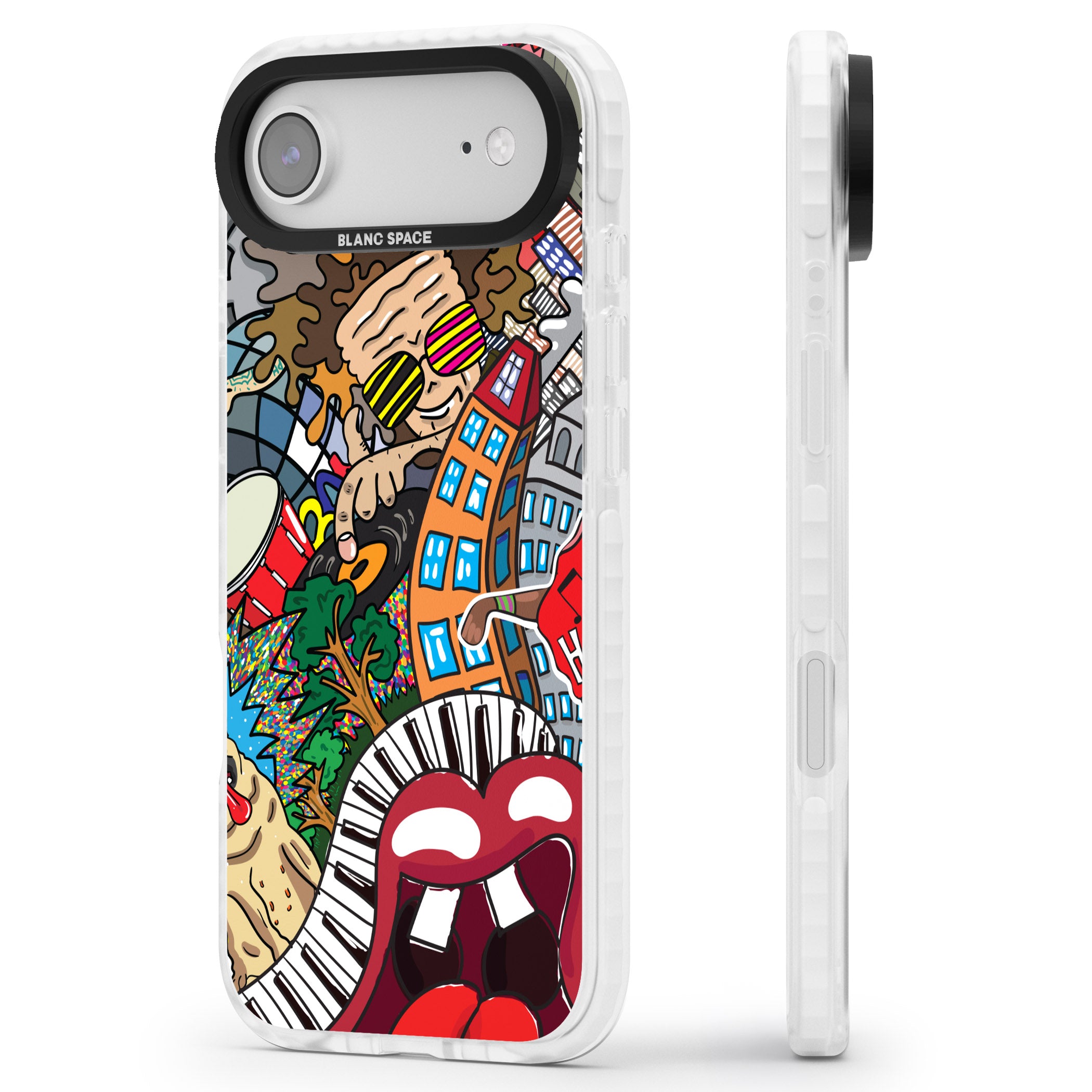 Funky Music City iPhone 17 Air Impact Clear Phone Case Side Profile