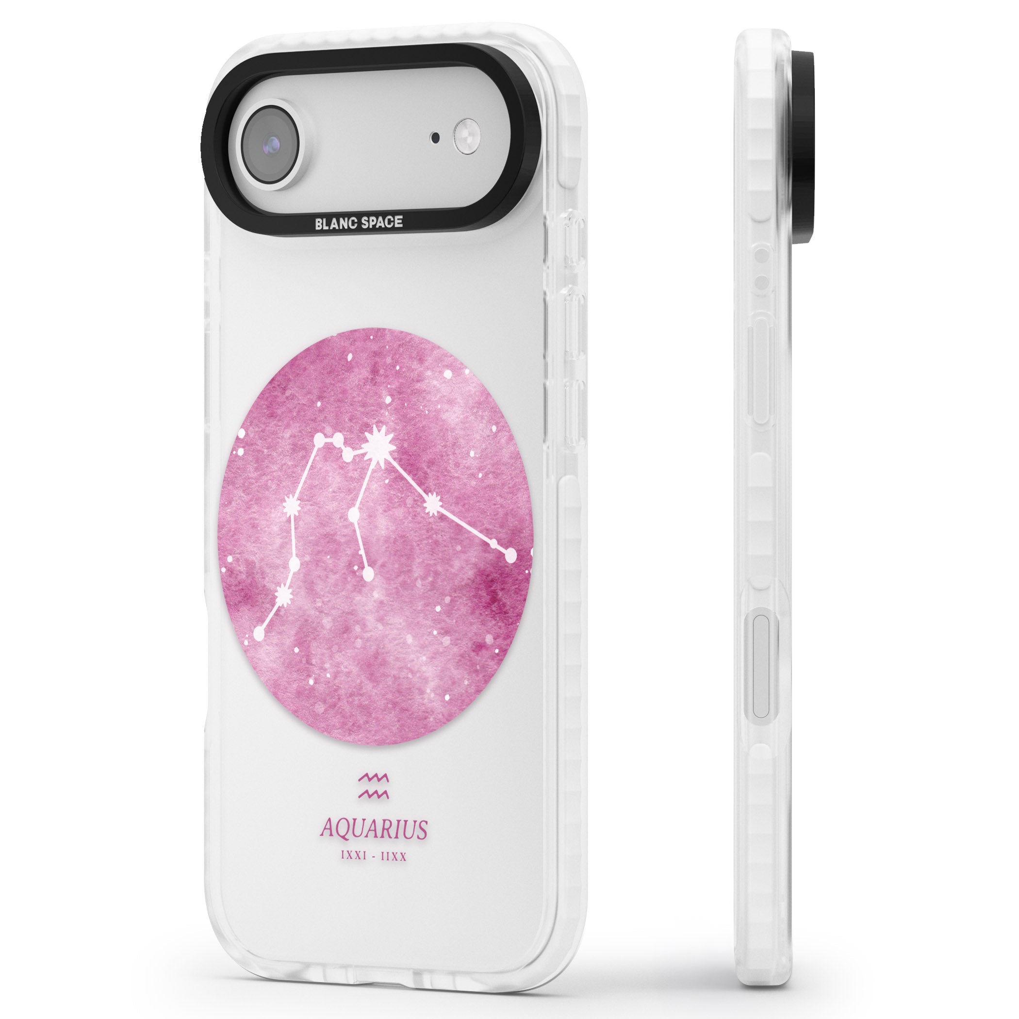 Aquarius Zodiac iPhone 17 Air Impact Clear Phone Case Side Profile