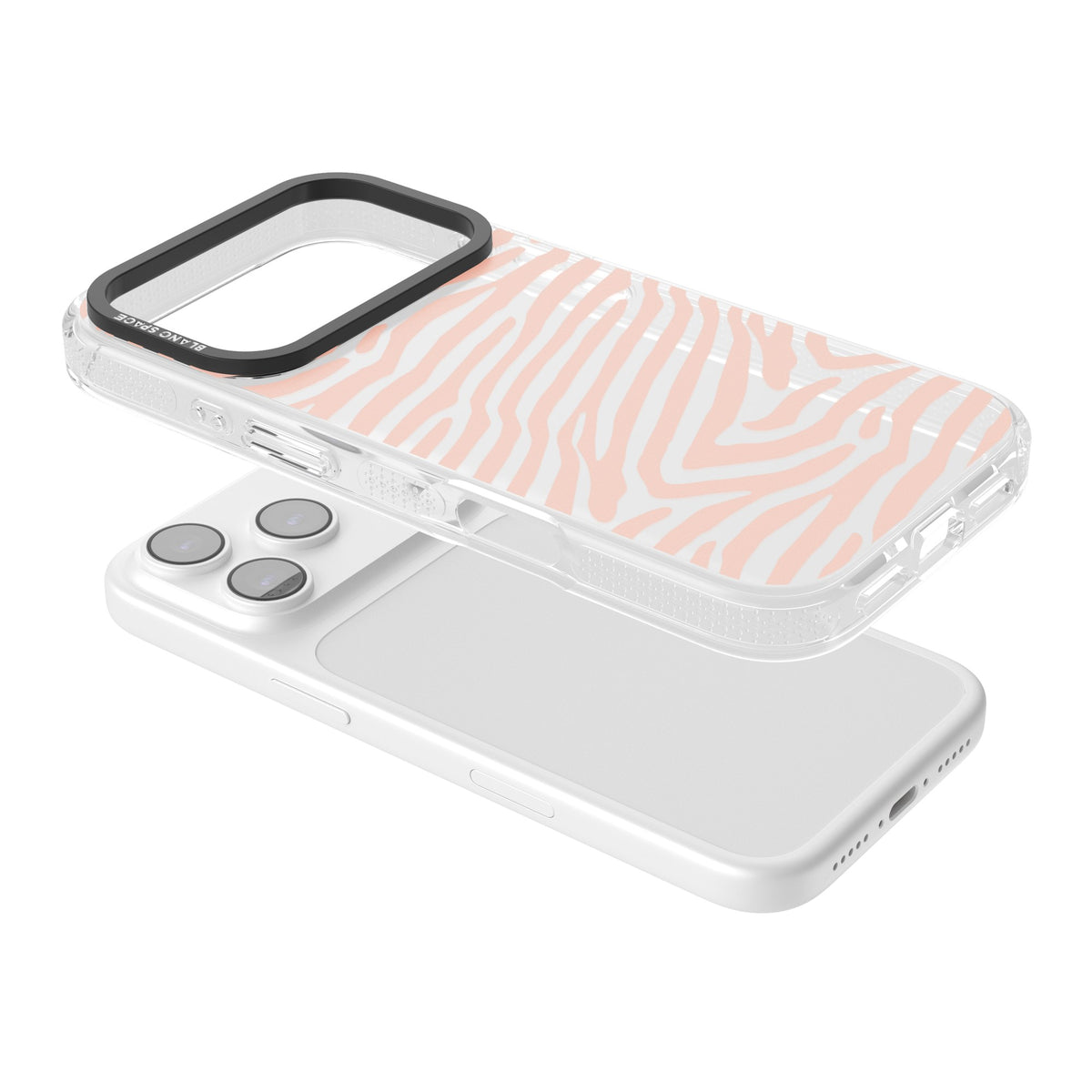 Horizontal Zebra Stripes Transparent Animal Print iPhone 17 Pro Impact Air Clear Phone Case angled