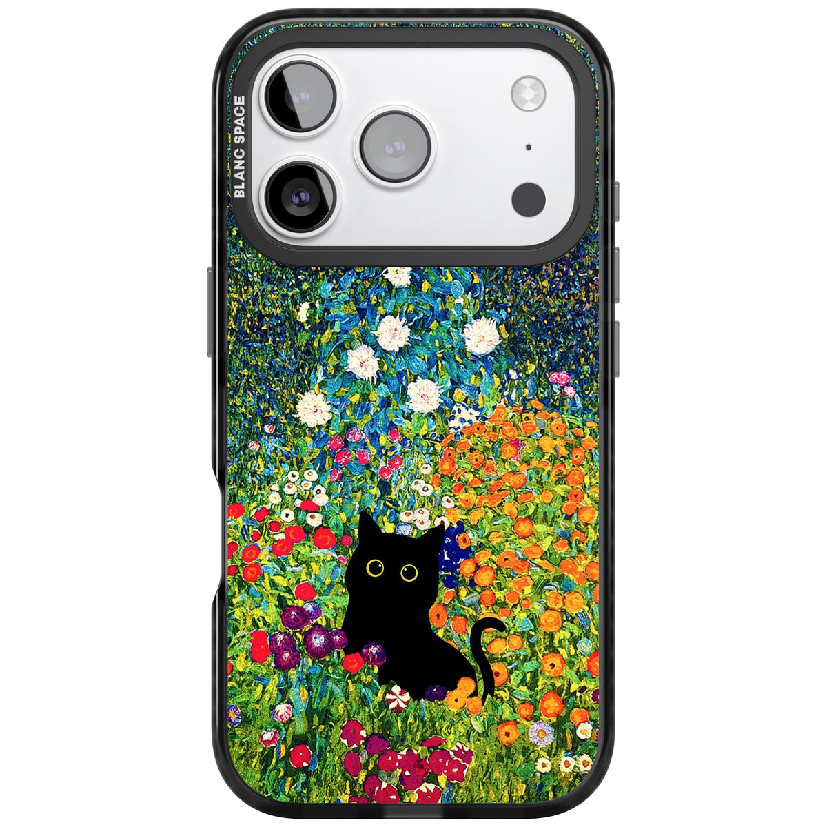 Cat in Klimt's Garden iPhone 17 Pro Impact Black Phone Case front