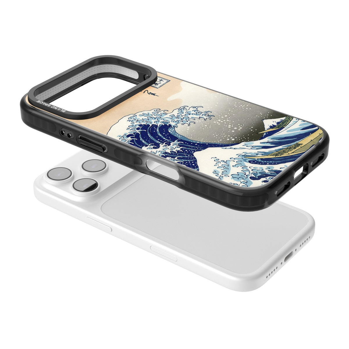 Great Wave iPhone 17 Pro Impact Black Phone Case angled
