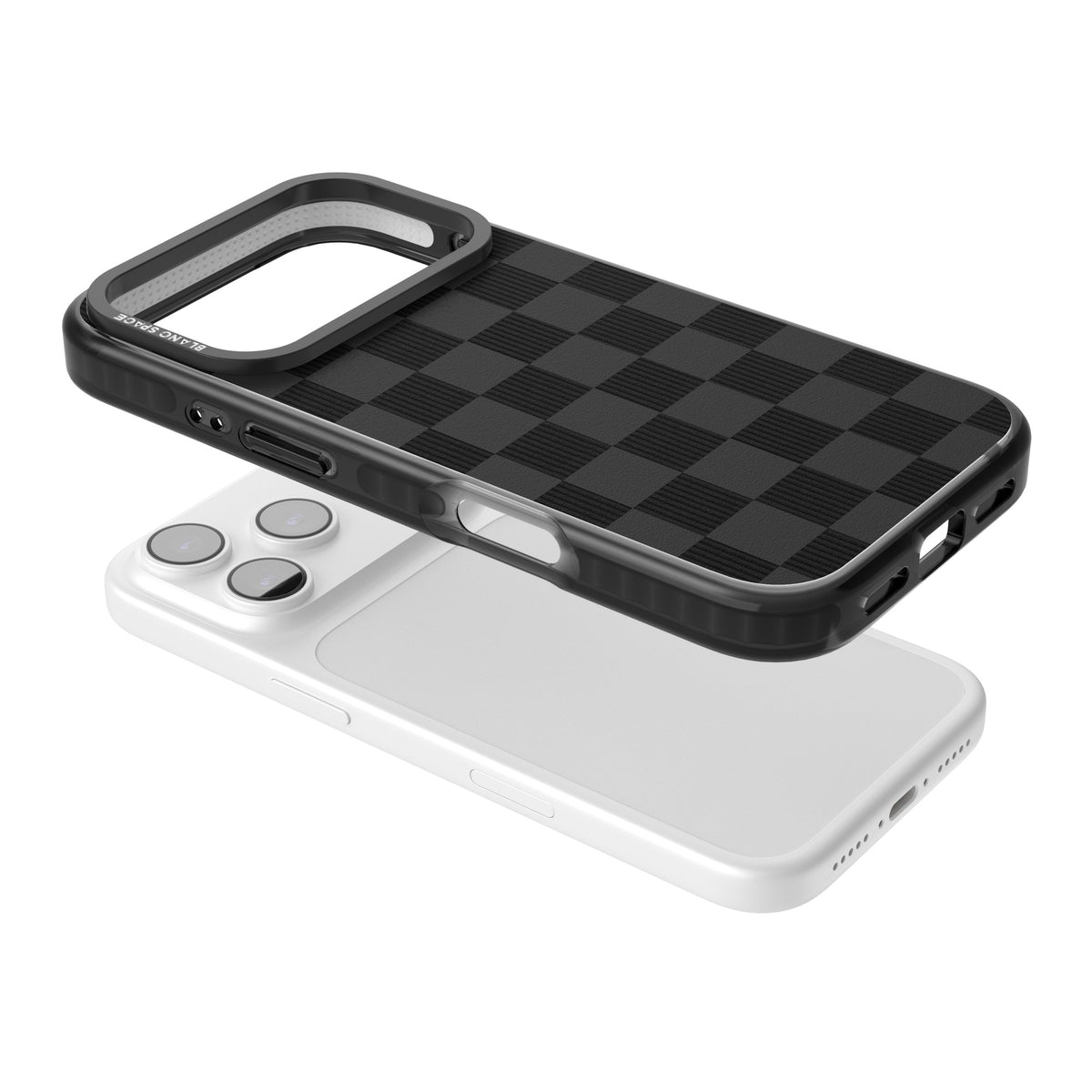 Black Checkered iPhone 17 Pro Impact Black Phone Case angled
