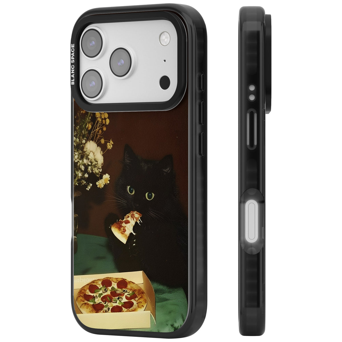 Late Night Snack Cat iPhone 17 Pro Impact Black Phone Case side