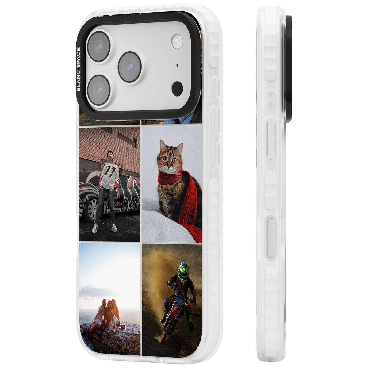 Personalised 6 Photo Grid iPhone 17 Pro Impact Clear Phone Case side