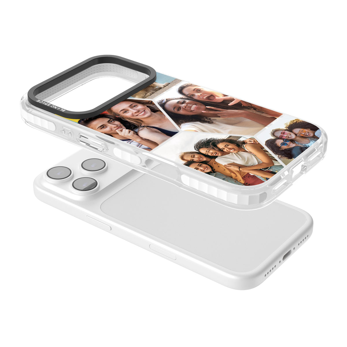 Personalised Beehive Photo Grid iPhone 17 Pro Impact Clear Phone Case angled