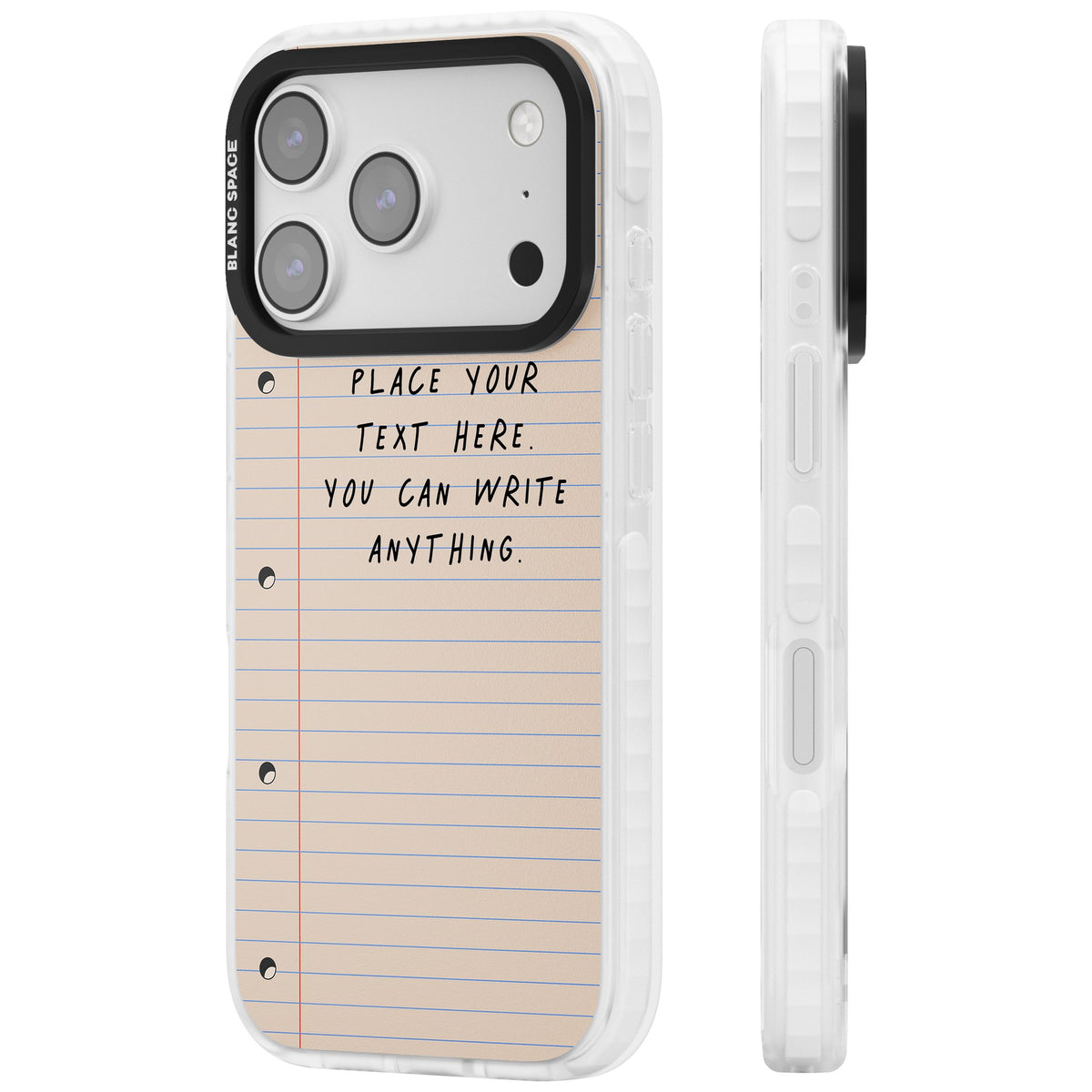 Personalised Lined Paper iPhone 17 Pro Impact Clear Phone Case side