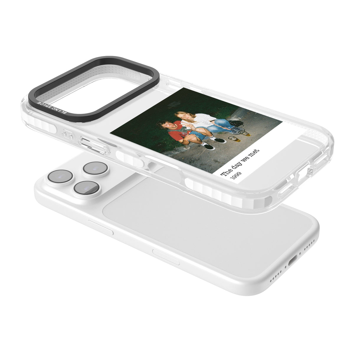 Personalised Photo Memory iPhone 17 Pro Impact Clear Phone Case angled