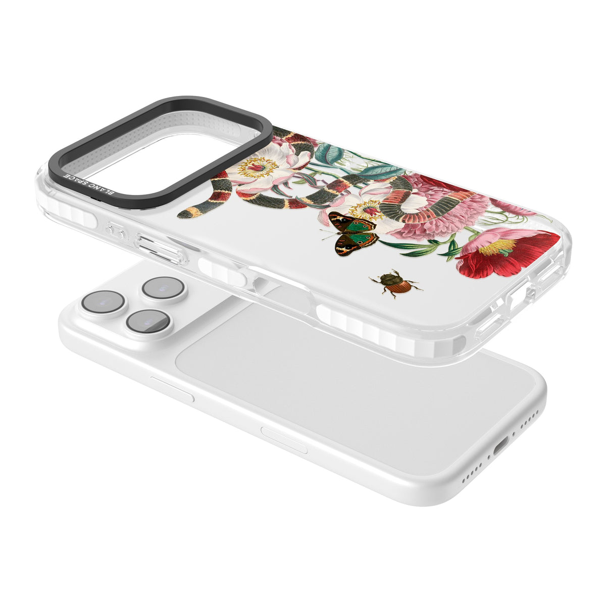 Floral Snake iPhone 17 Pro Impact Clear Phone Case angled