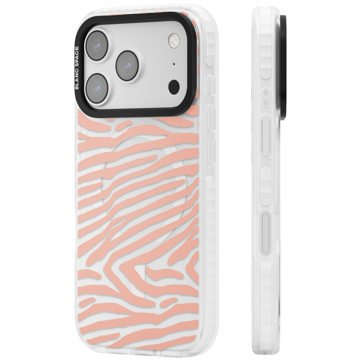 Horizontal Zebra Stripes Transparent Animal Print iPhone 17 Pro Impact Pro Clear Phone Case side
