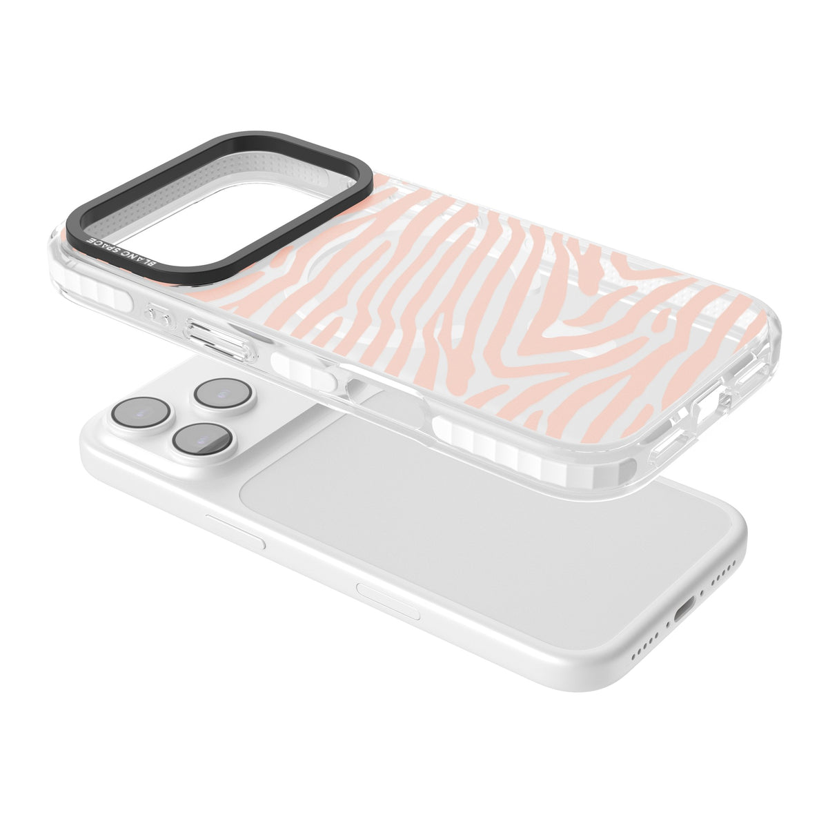 Horizontal Zebra Stripes Transparent Animal Print iPhone 17 Pro Impact Pro Clear Phone Case angled