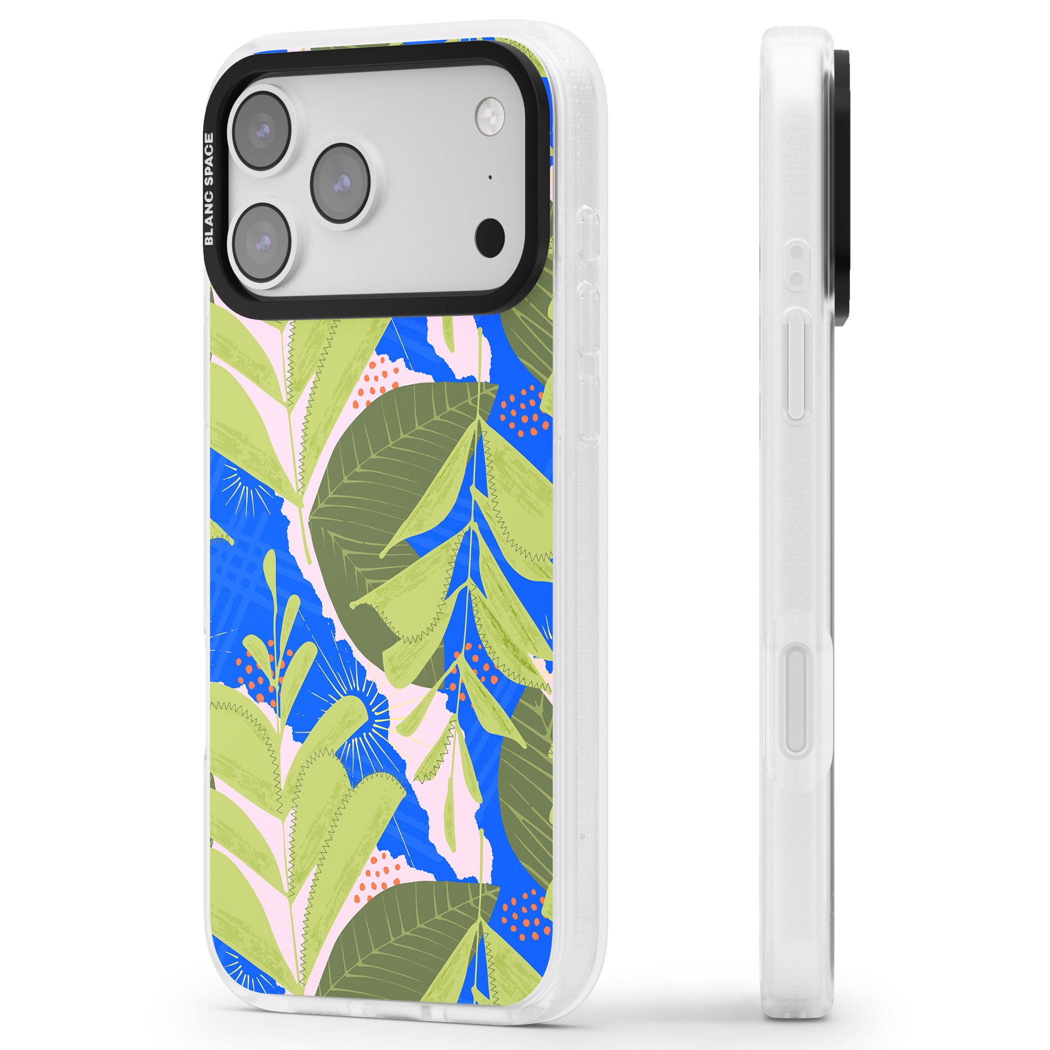Fern Leaves Abstract Pattern iPhone 17 Pro Impact Air Clear Phone Case Side Profile