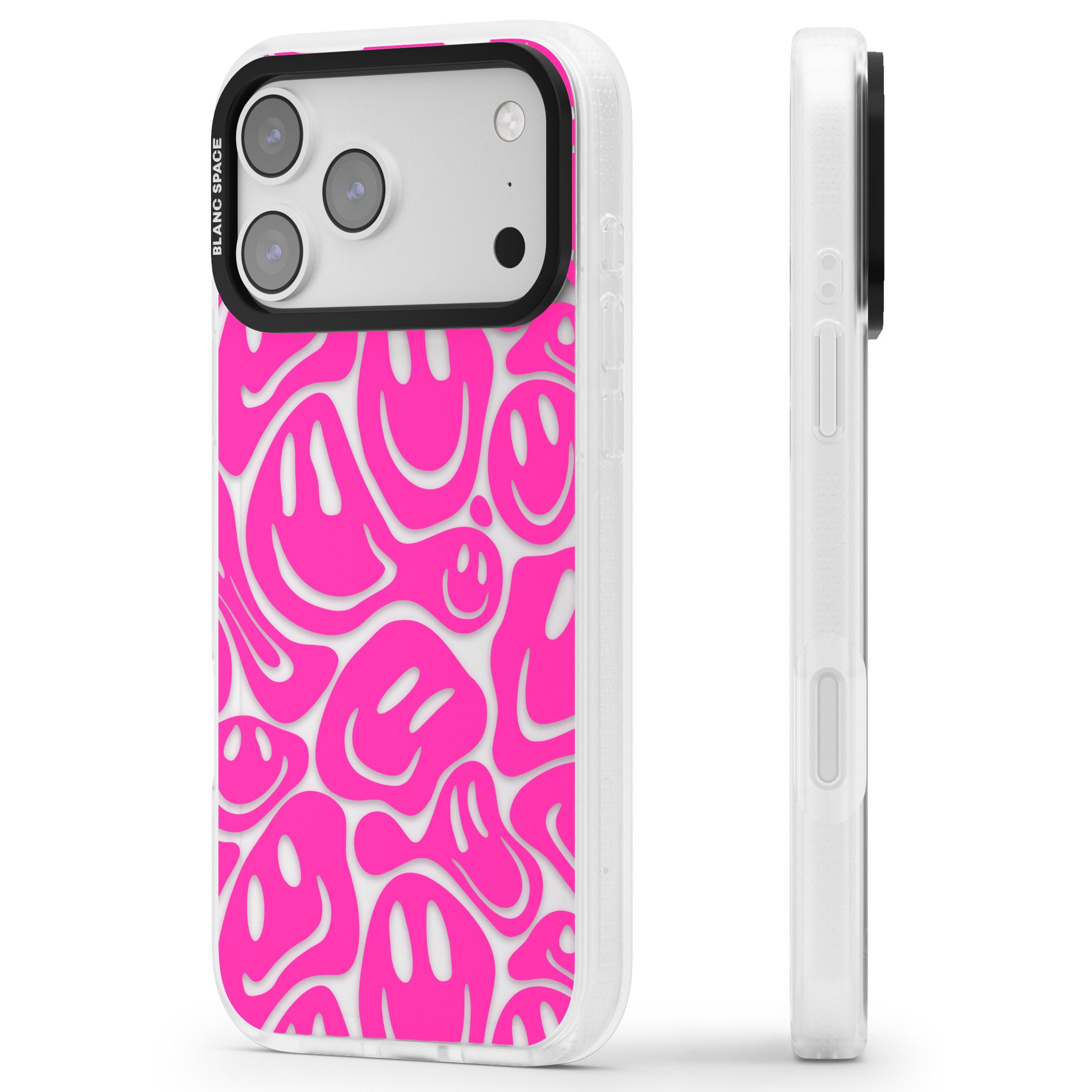 Pink Acid Faces iPhone 17 Pro Impact Air Clear Phone Case Side Profile