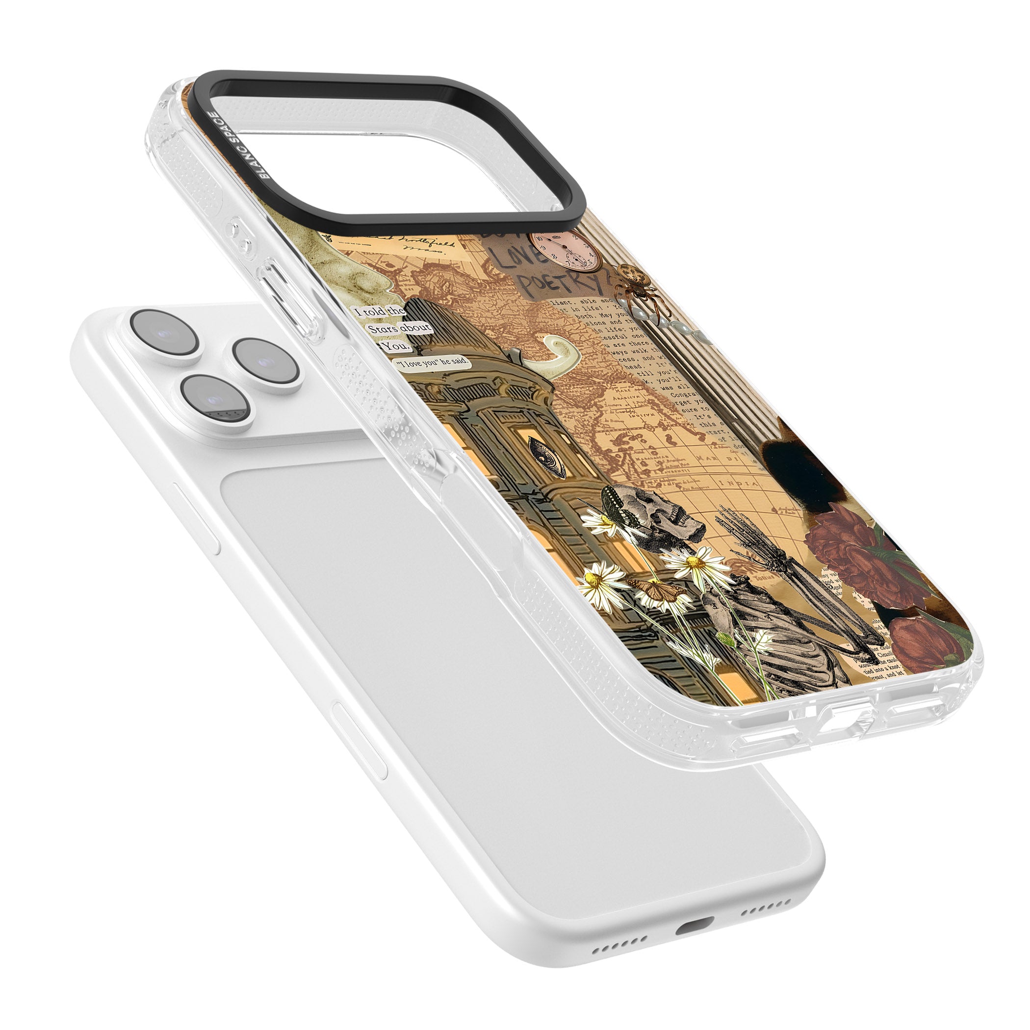 Skeleton Poetry iPhone 17 Pro Impact Air Clear Phone Case Colours