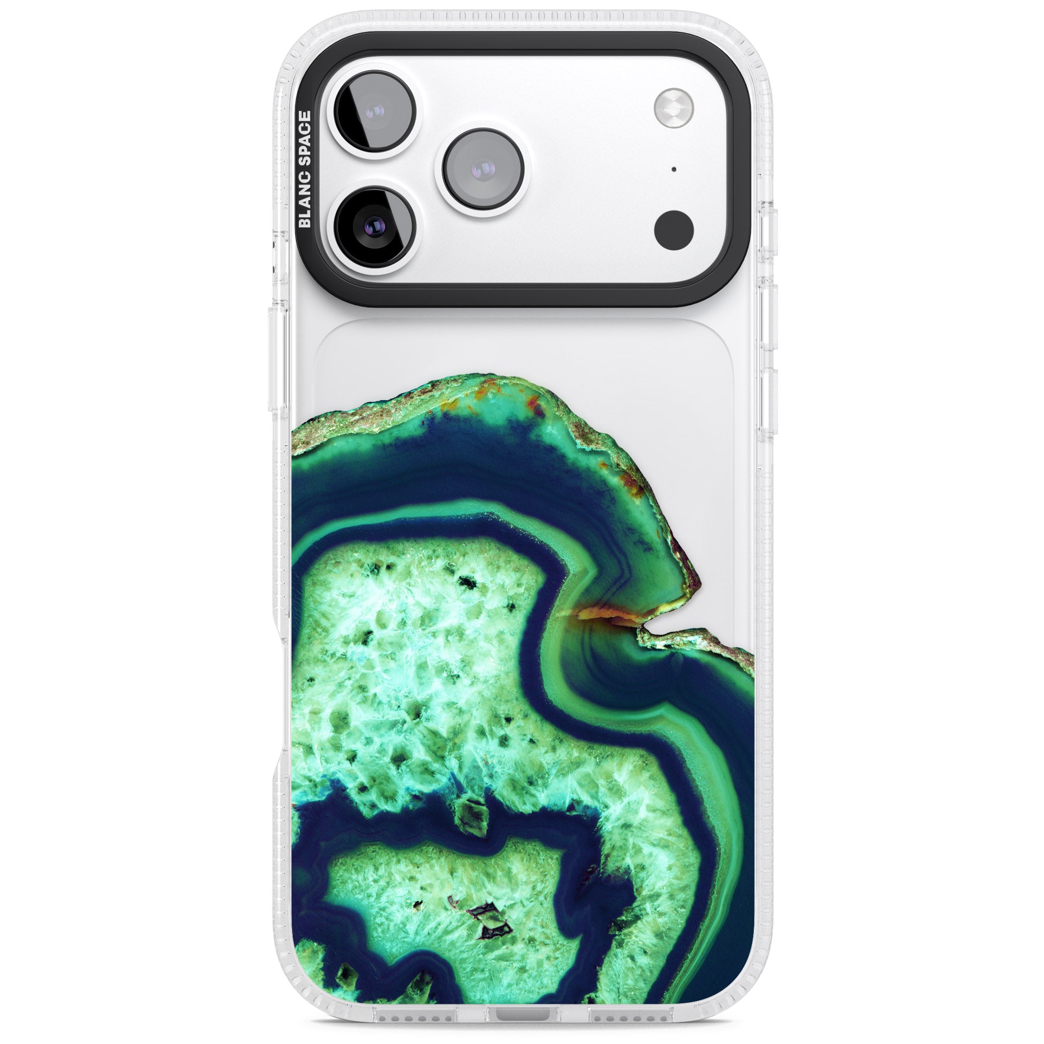 Emerald Agate Slice iPhone 17 Pro Impact Air Clear Phone Case