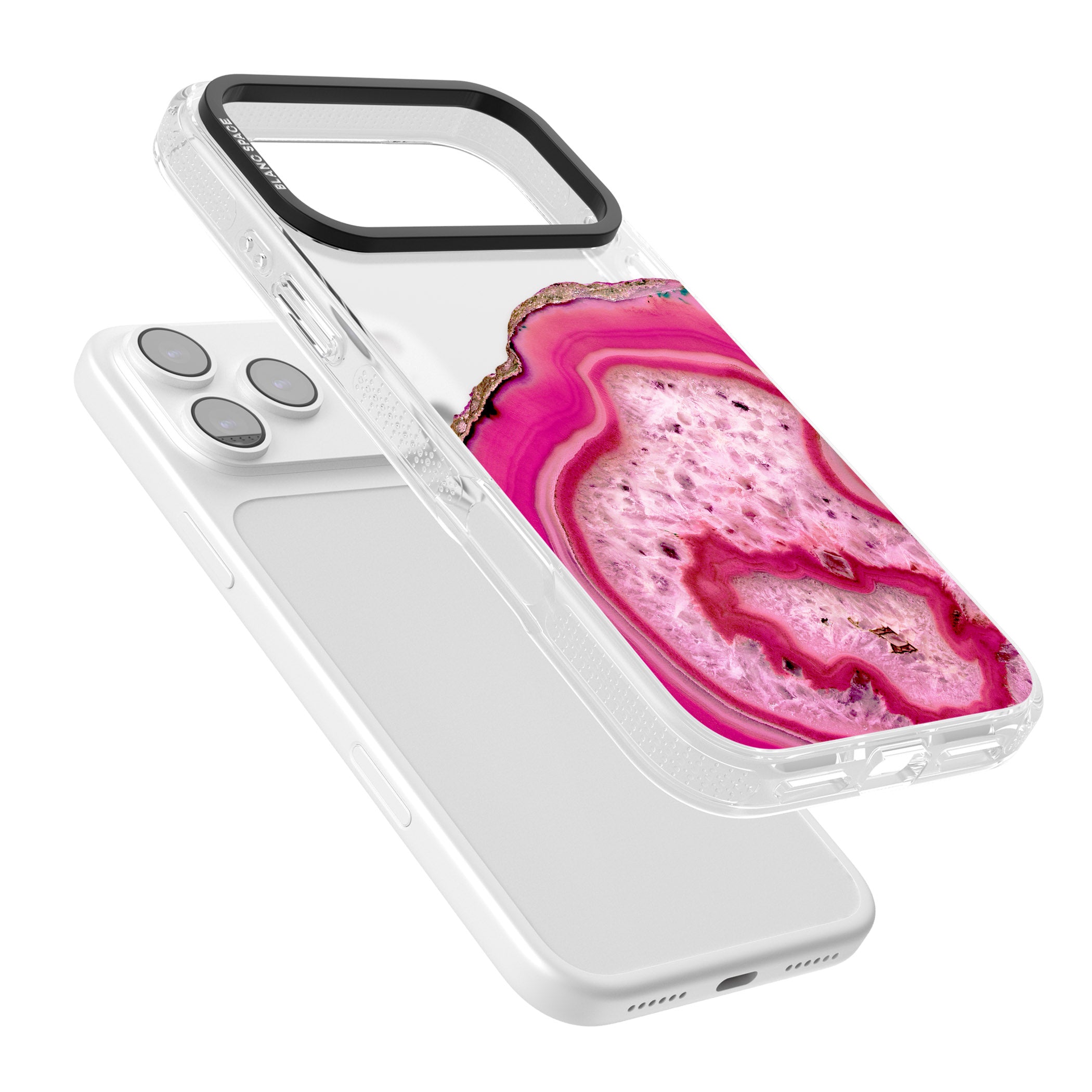 Pink Geode Crystal iPhone 17 Pro Impact Air Clear Phone Case Colours