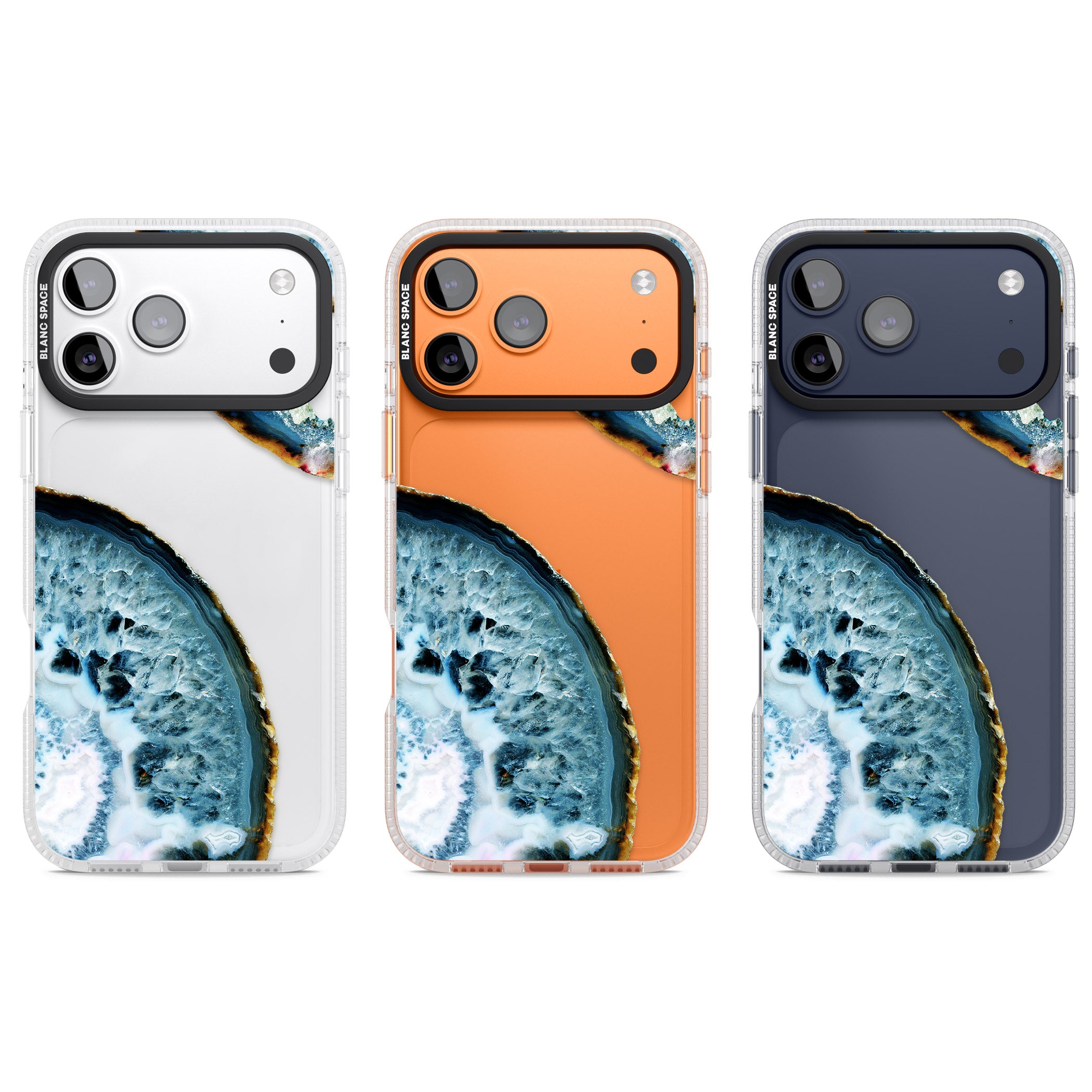 Blue Agate Slice iPhone 17 Pro Impact Air Clear Phone Case APT Impact Protection