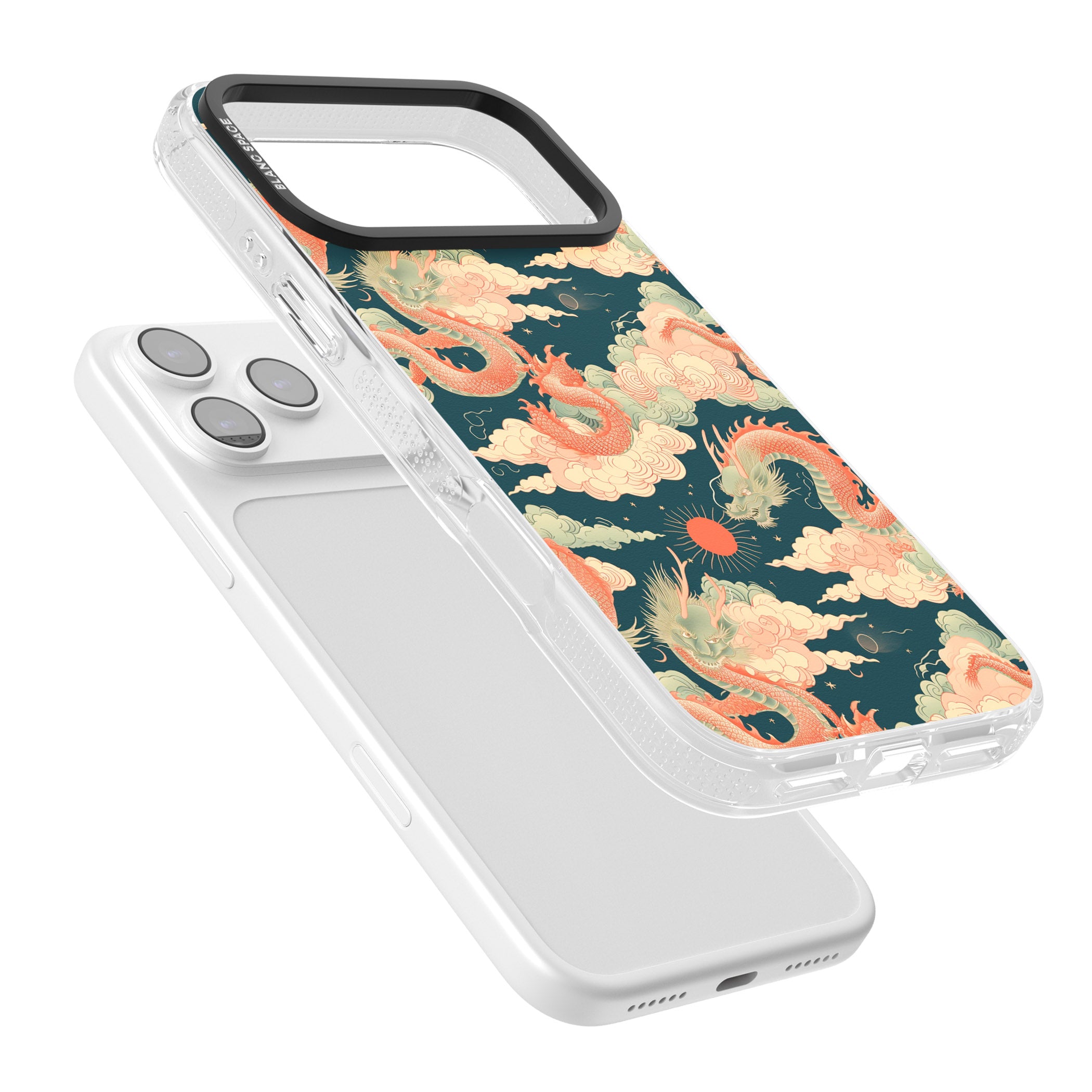 Chinese Dragons Clouds iPhone 17 Pro Impact Air Clear Phone Case Colours
