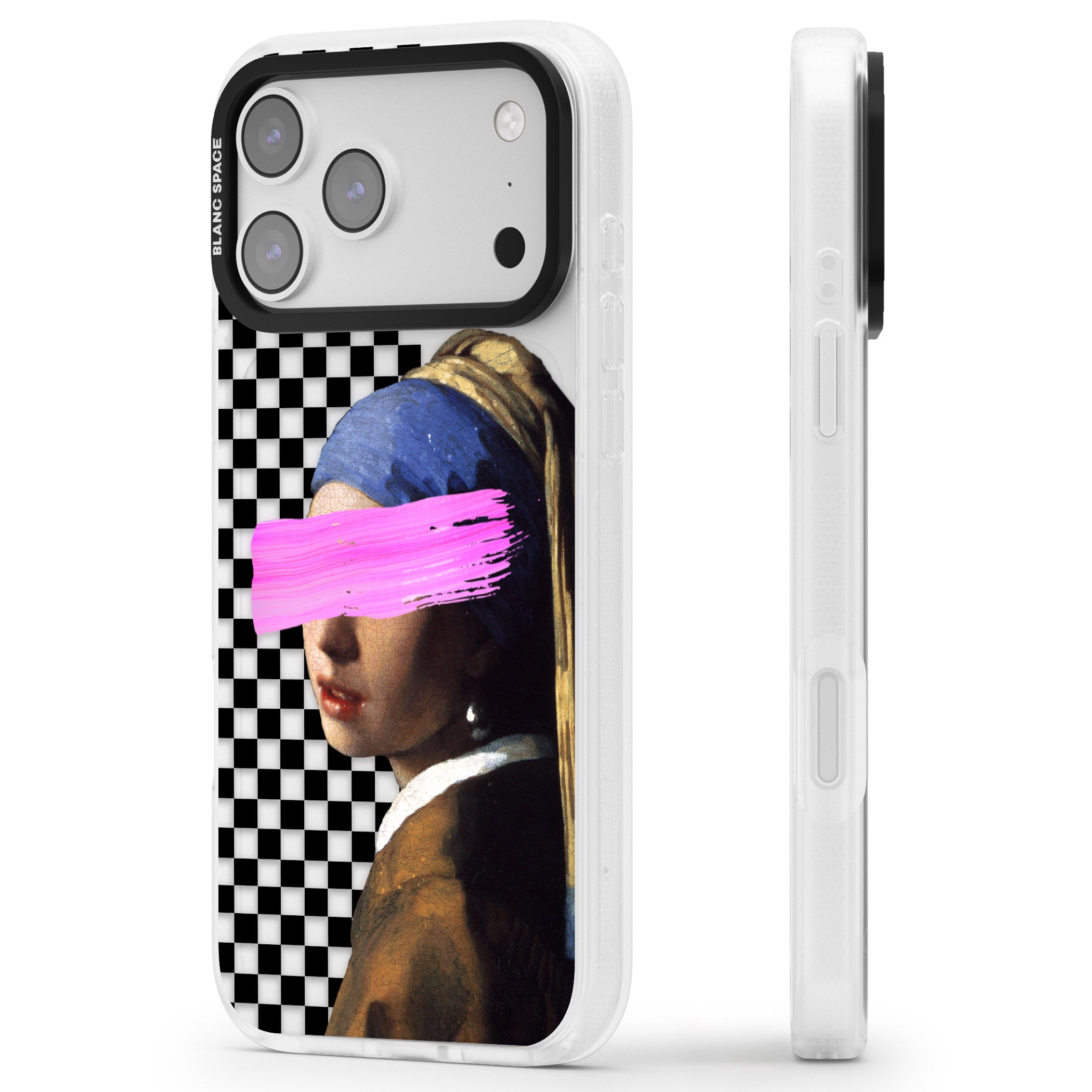 Abstract Pearl Girl iPhone 17 Pro Impact Air Clear Phone Case Side Profile