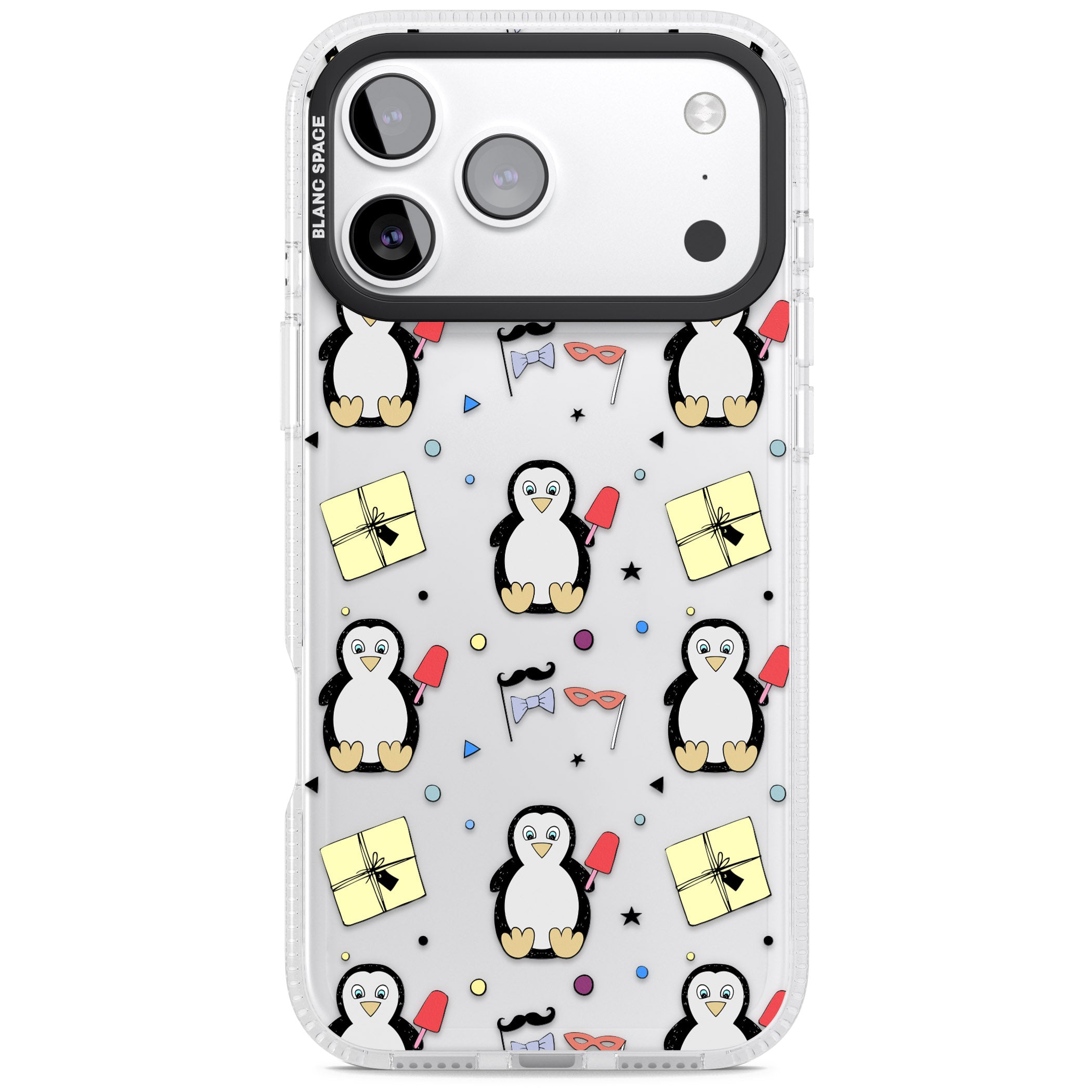 Cute Penguin Pattern Clear iPhone 17 Pro Impact Air Clear Phone Case