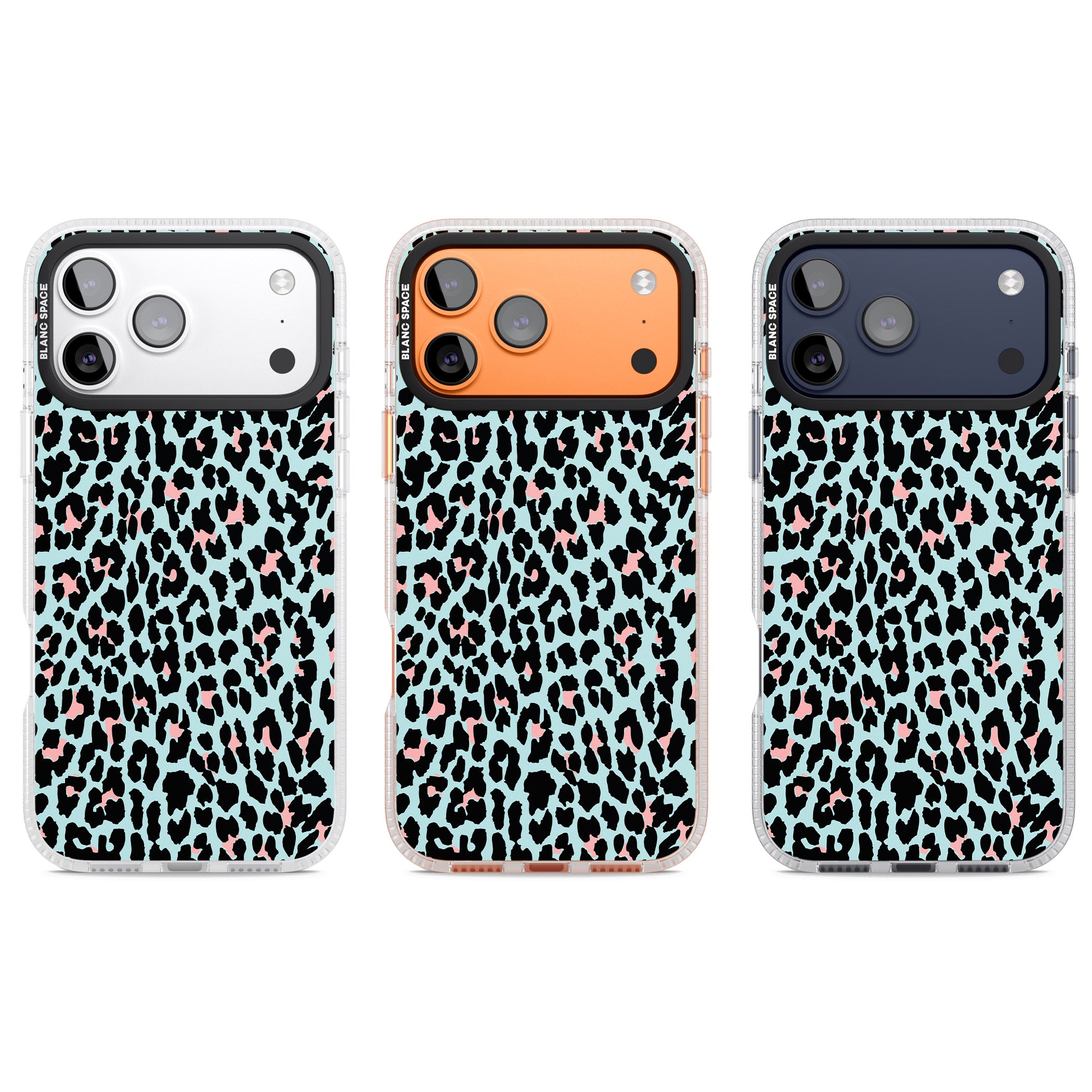 Pastel Blue & Pink Leopard Print iPhone 17 Pro Impact Air Clear Phone Case APT Impact Protection