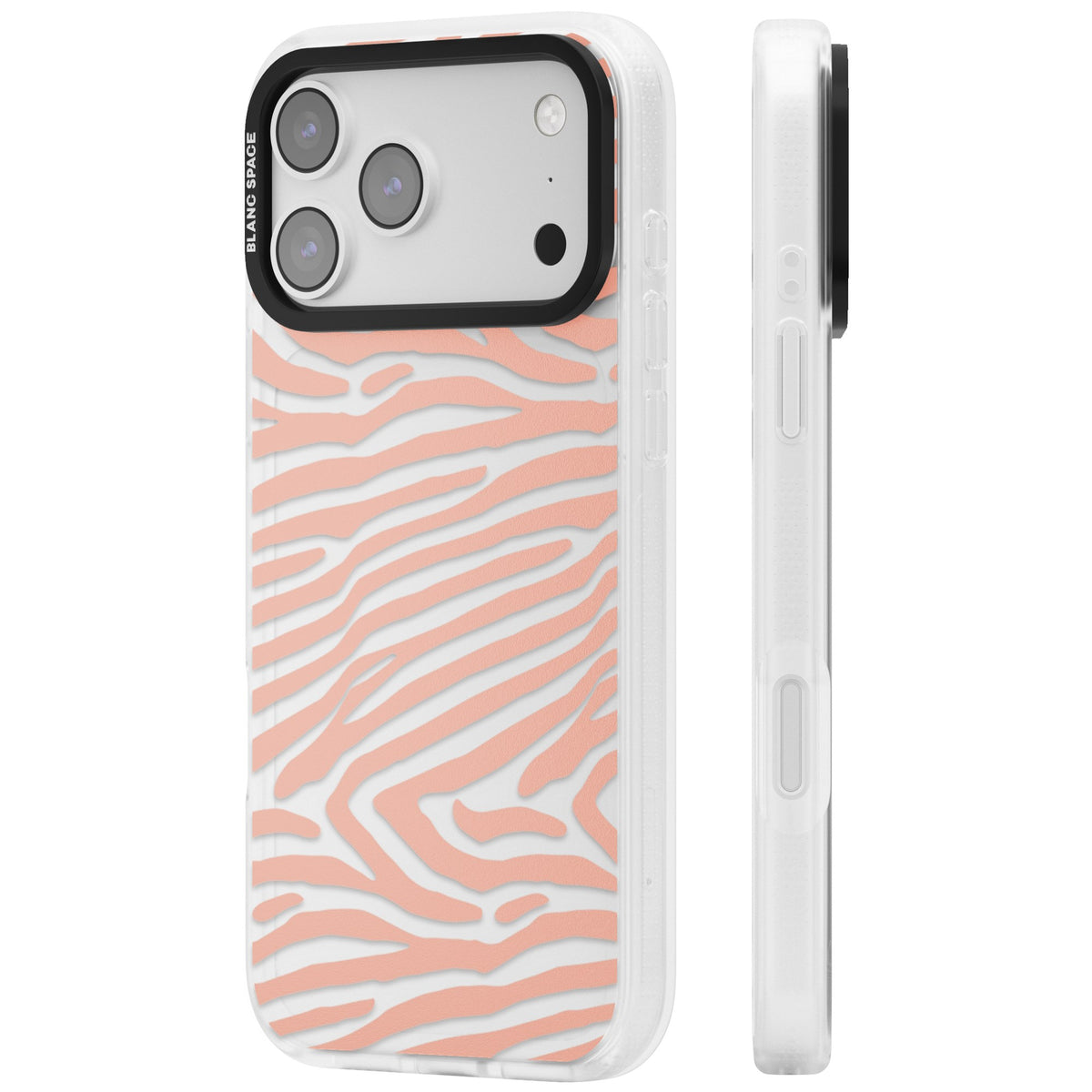 Horizontal Zebra Stripes Transparent Animal Print iPhone 17 Pro Max Impact Air Clear Phone Case side