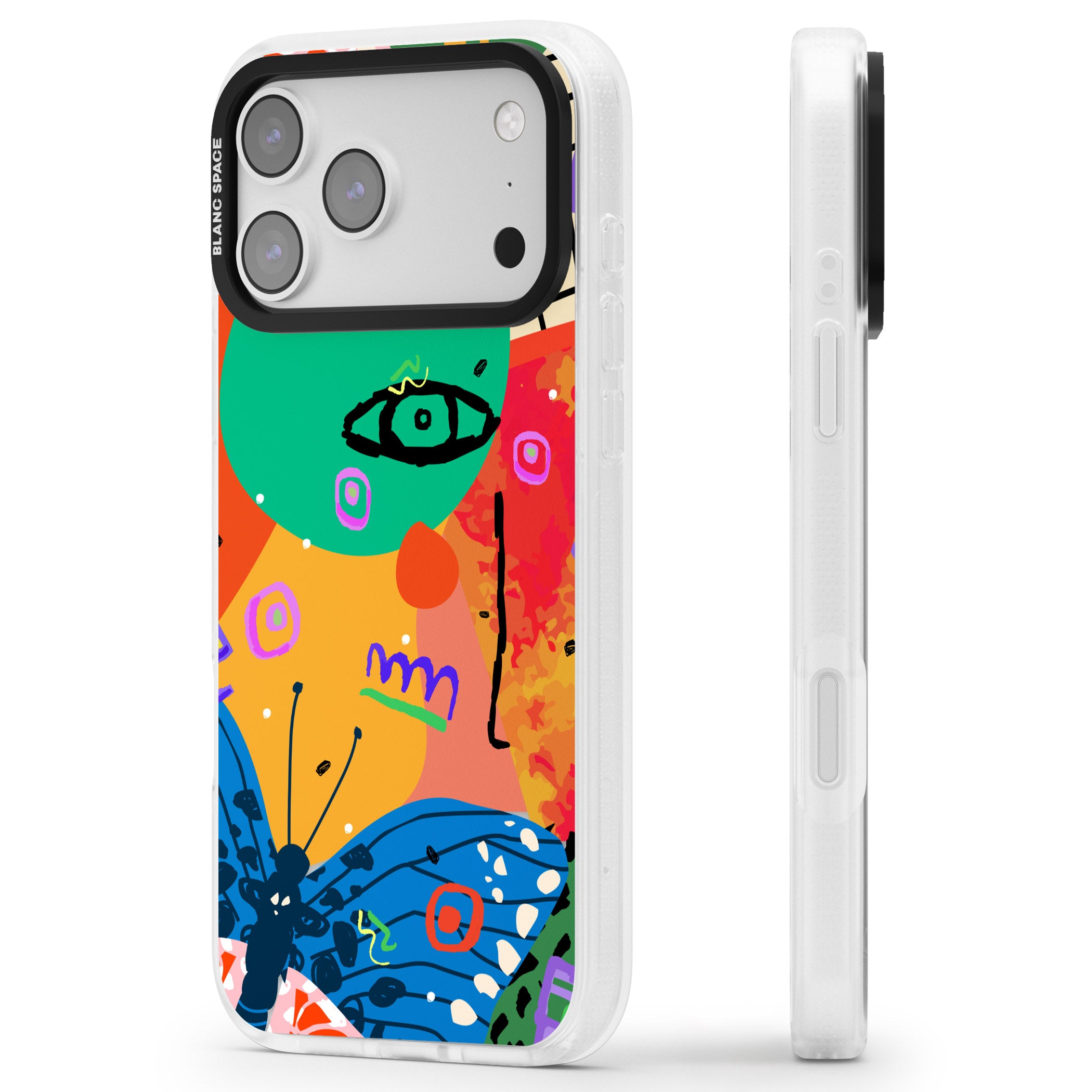 Abstract Butterfly iPhone 17 Pro Impact Air Clear Phone Case Side Profile