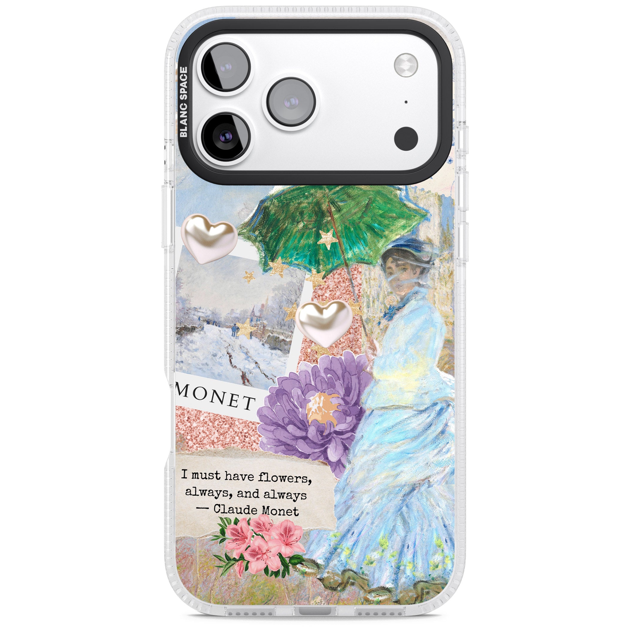 Monet 'Must Have Flowers' Collage iPhone 17 Pro Impact Air Clear Phone Case