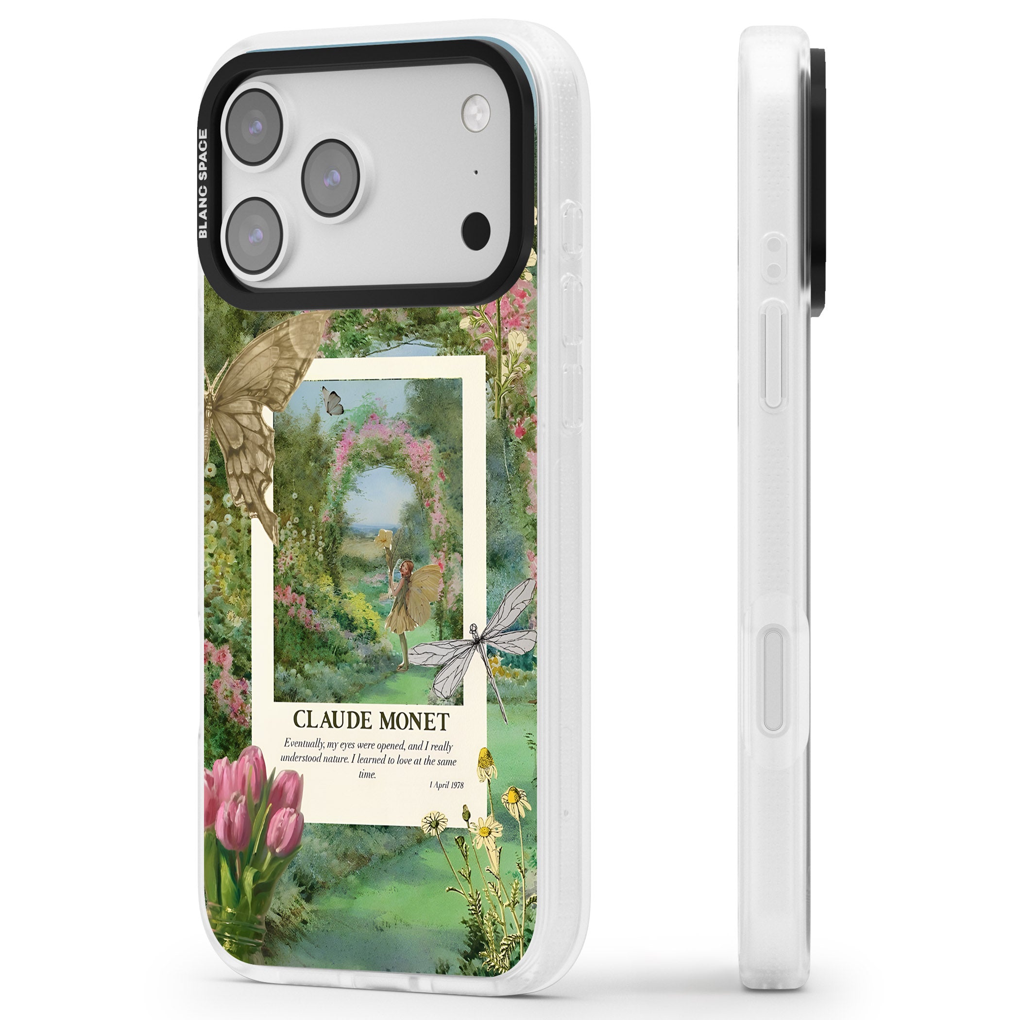 Monet Fairy Garden iPhone 17 Pro Impact Air Clear Phone Case Side Profile