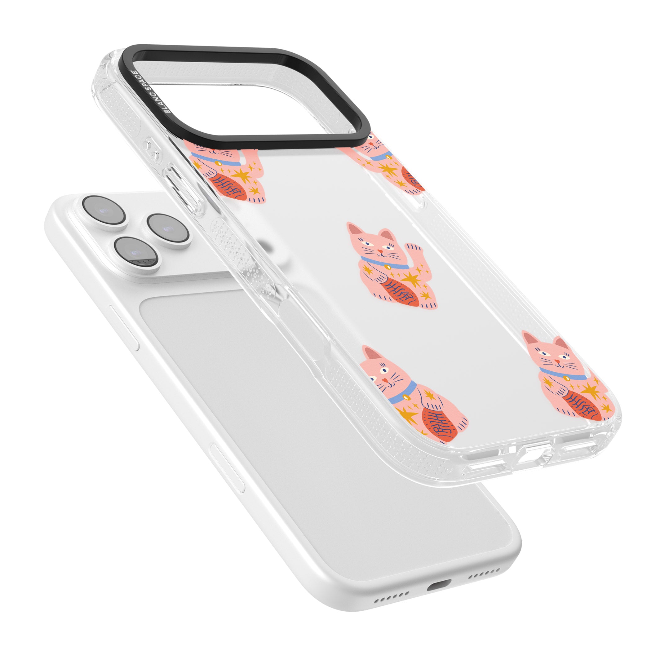 Waving Cat Pattern iPhone 17 Pro Impact Air Clear Phone Case Colours