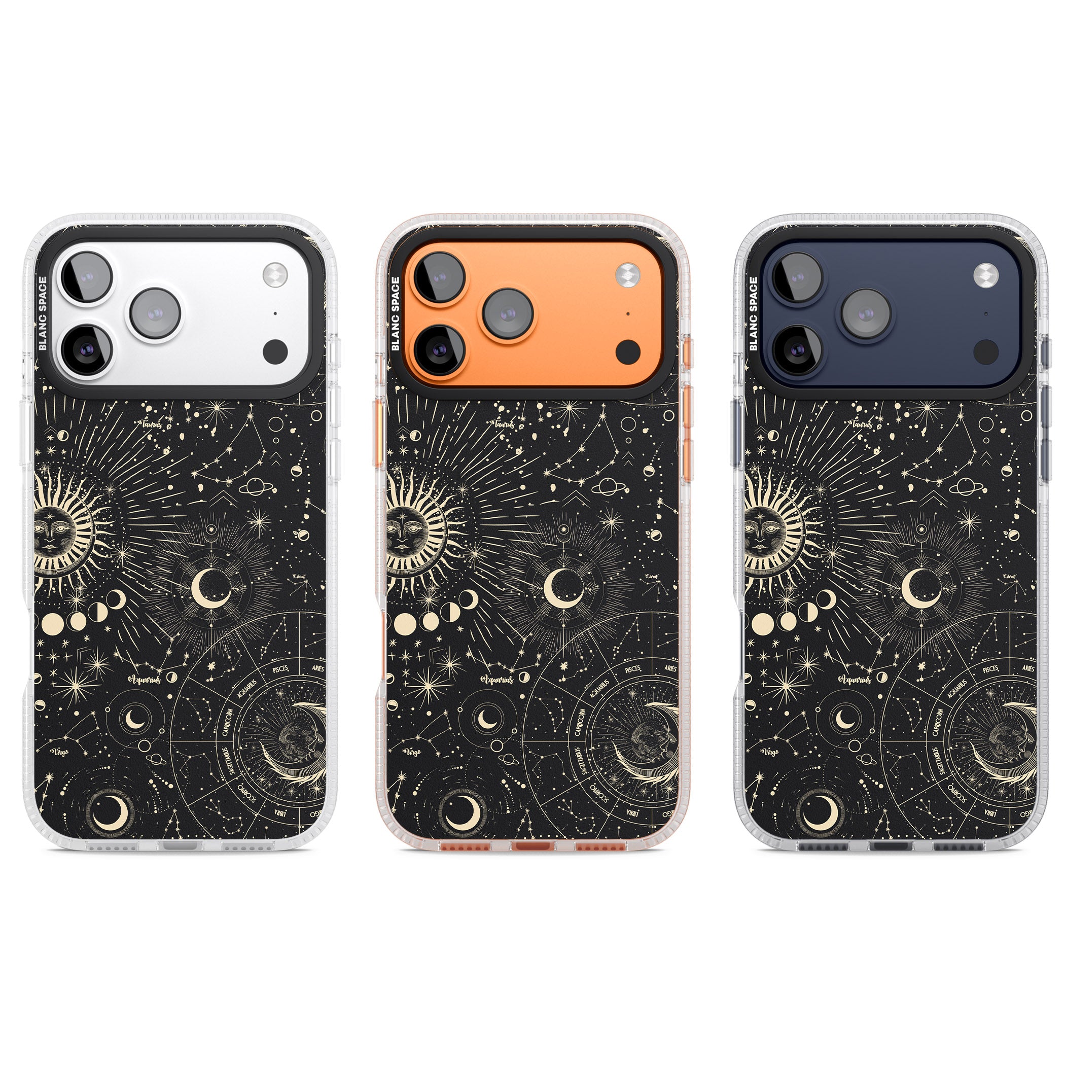 Suns & Zodiac Celestial Chart iPhone 17 Pro Impact Air Clear Phone Case APT Impact Protection