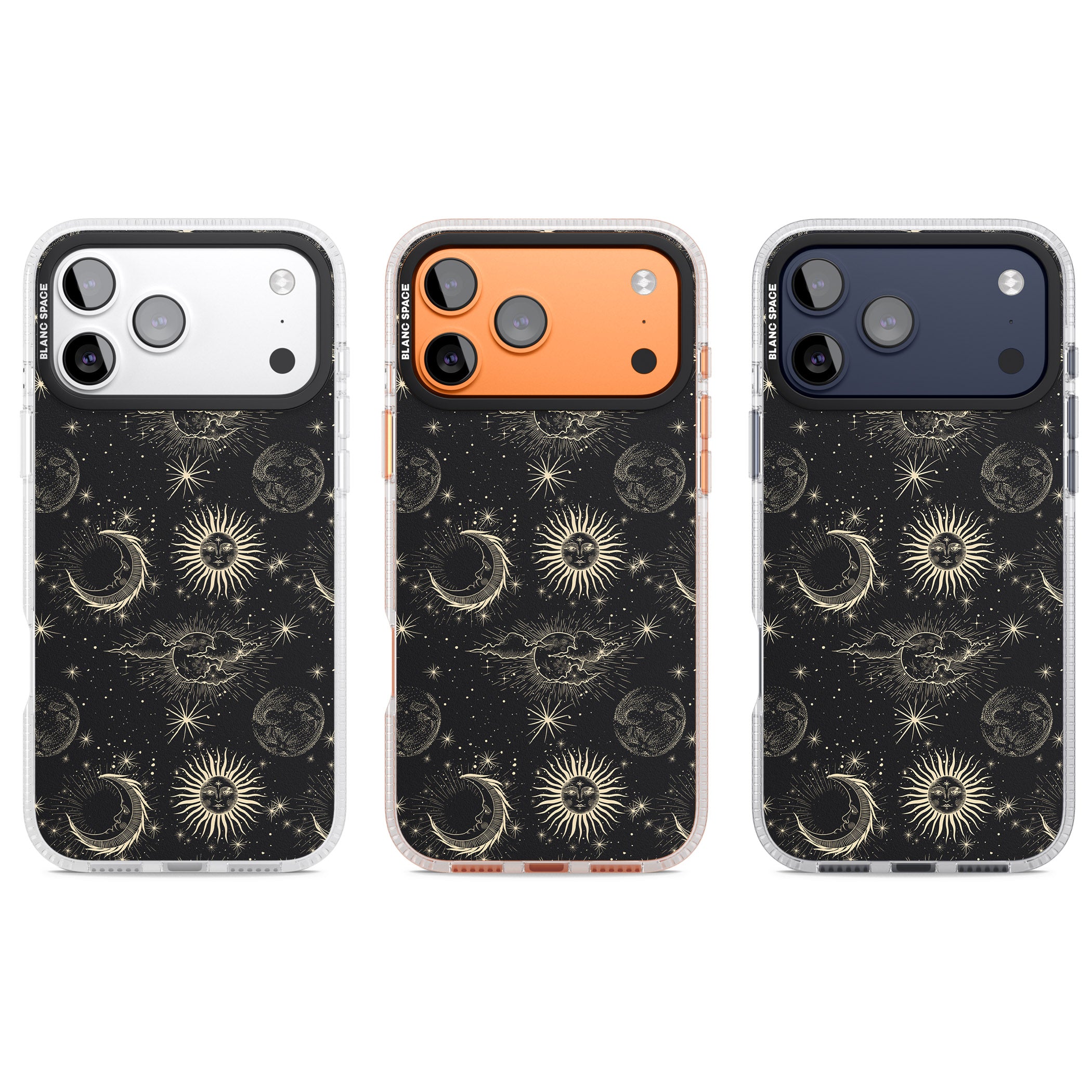 Suns & Moons Celestial Night iPhone 17 Pro Impact Air Clear Phone Case APT Impact Protection