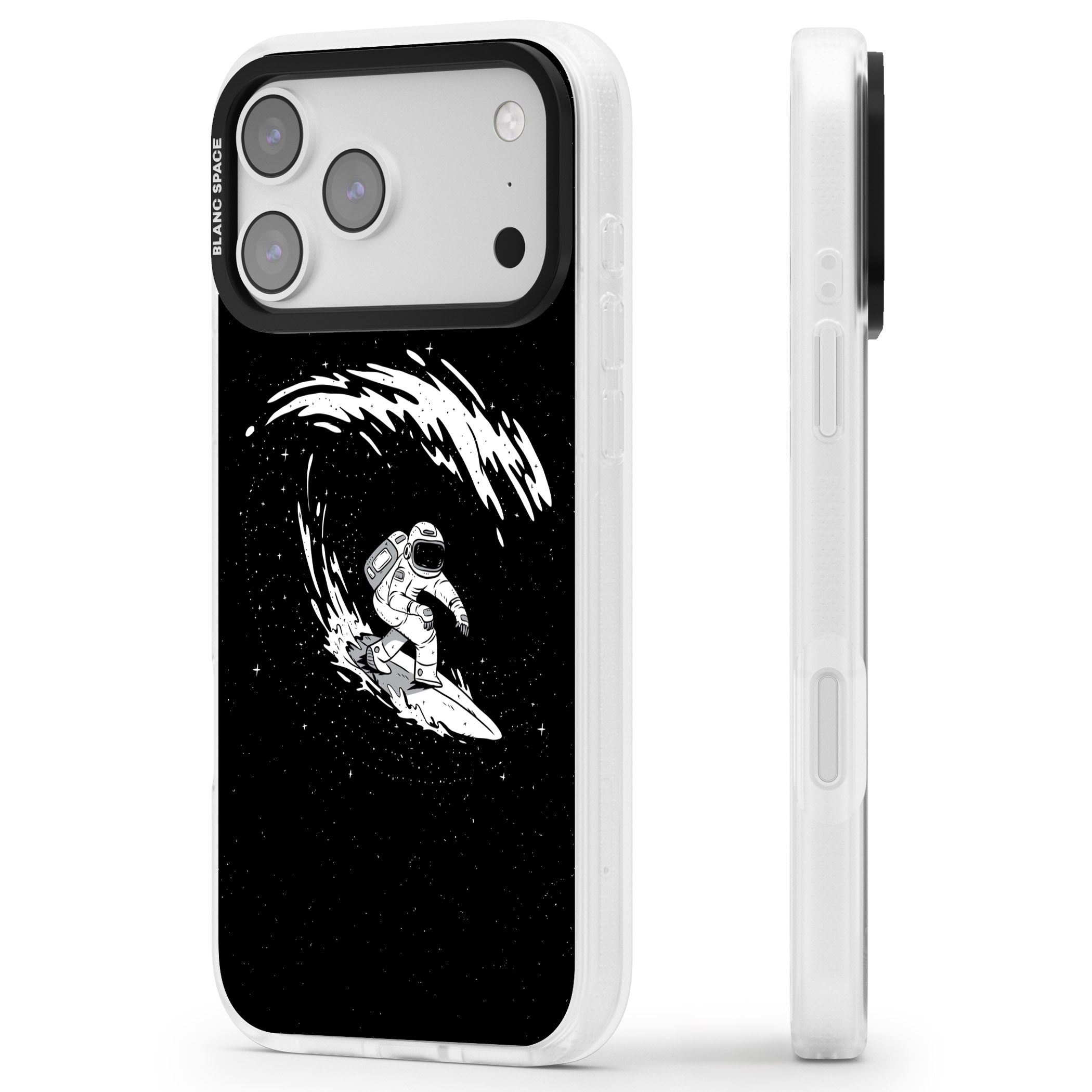 Cosmic Surf iPhone 17 Pro Impact Air Clear Phone Case Side Profile