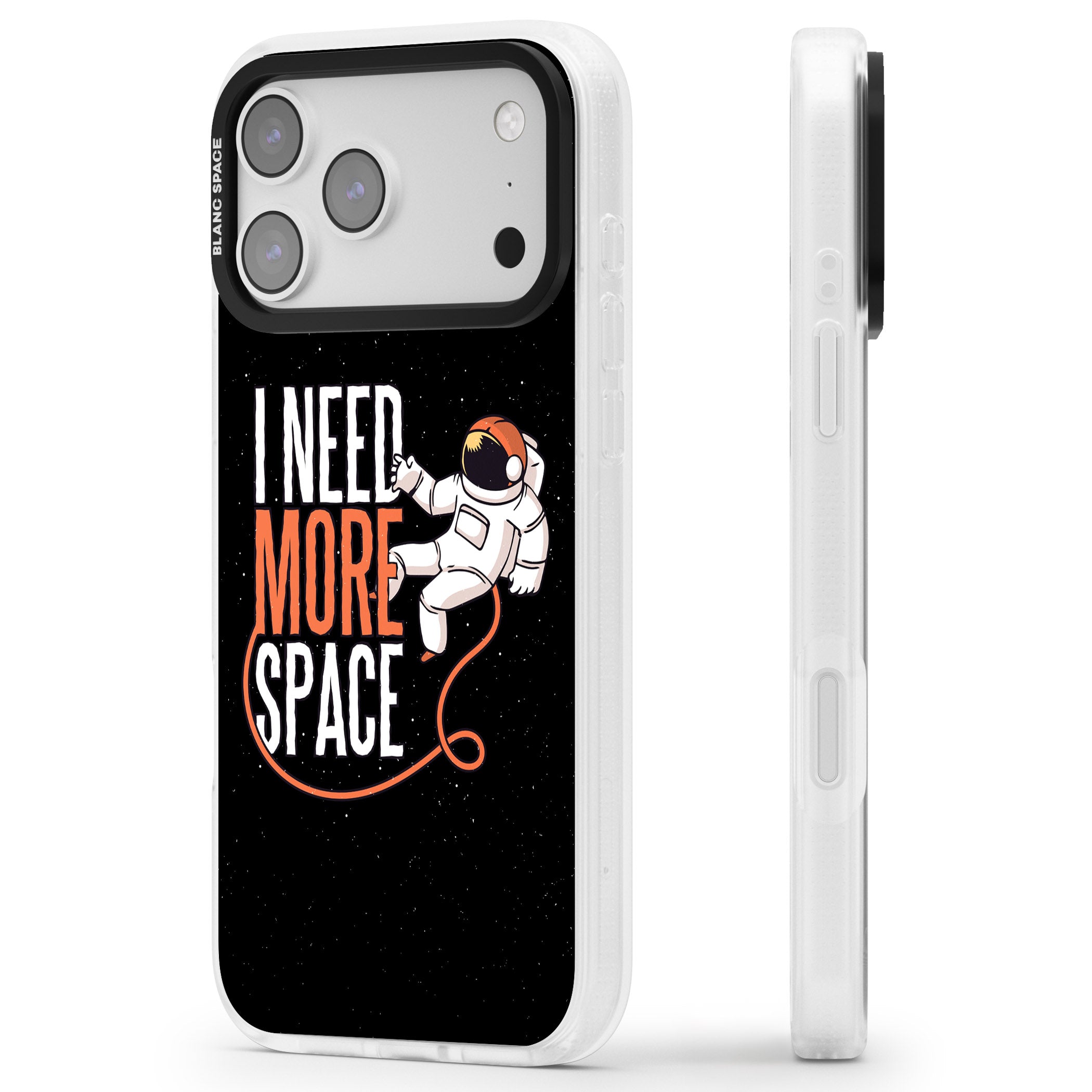 I Need More Space iPhone 17 Pro Impact Air Clear Phone Case Side Profile