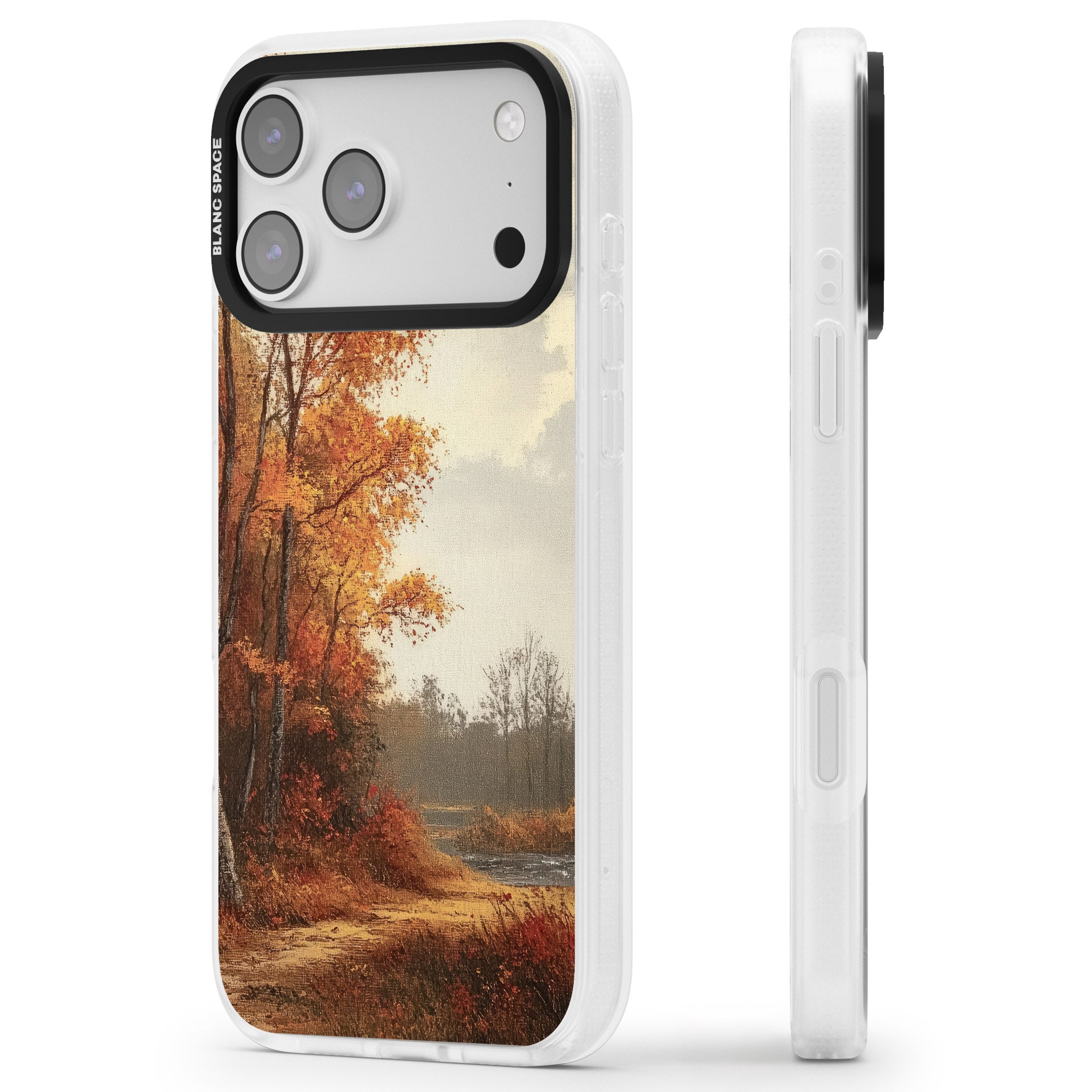 Vintage Autumn Oil Painting iPhone 17 Pro Impact Air Clear Phone Case Side Profile