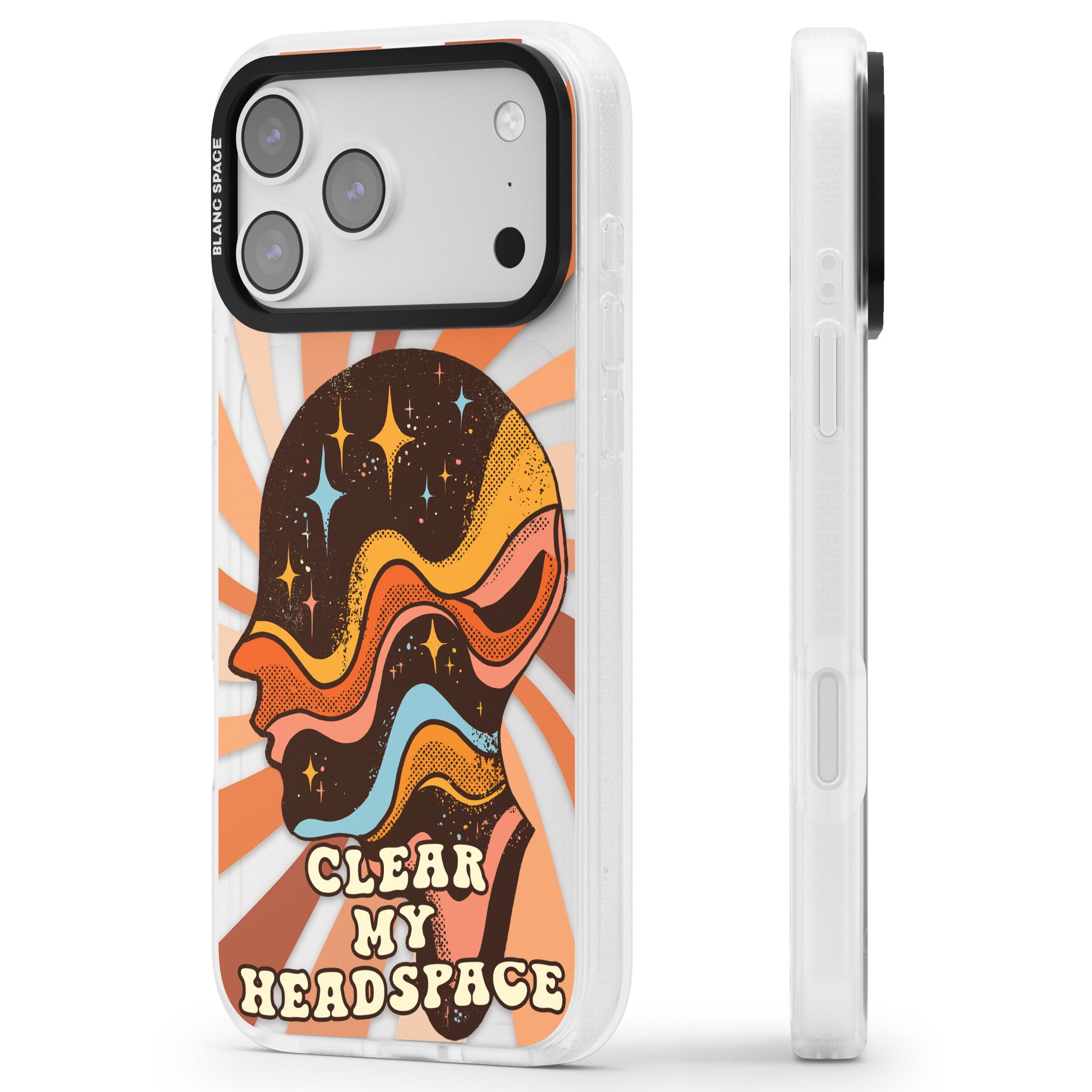 Clear My Headspace iPhone 17 Pro Impact Air Clear Phone Case Side Profile