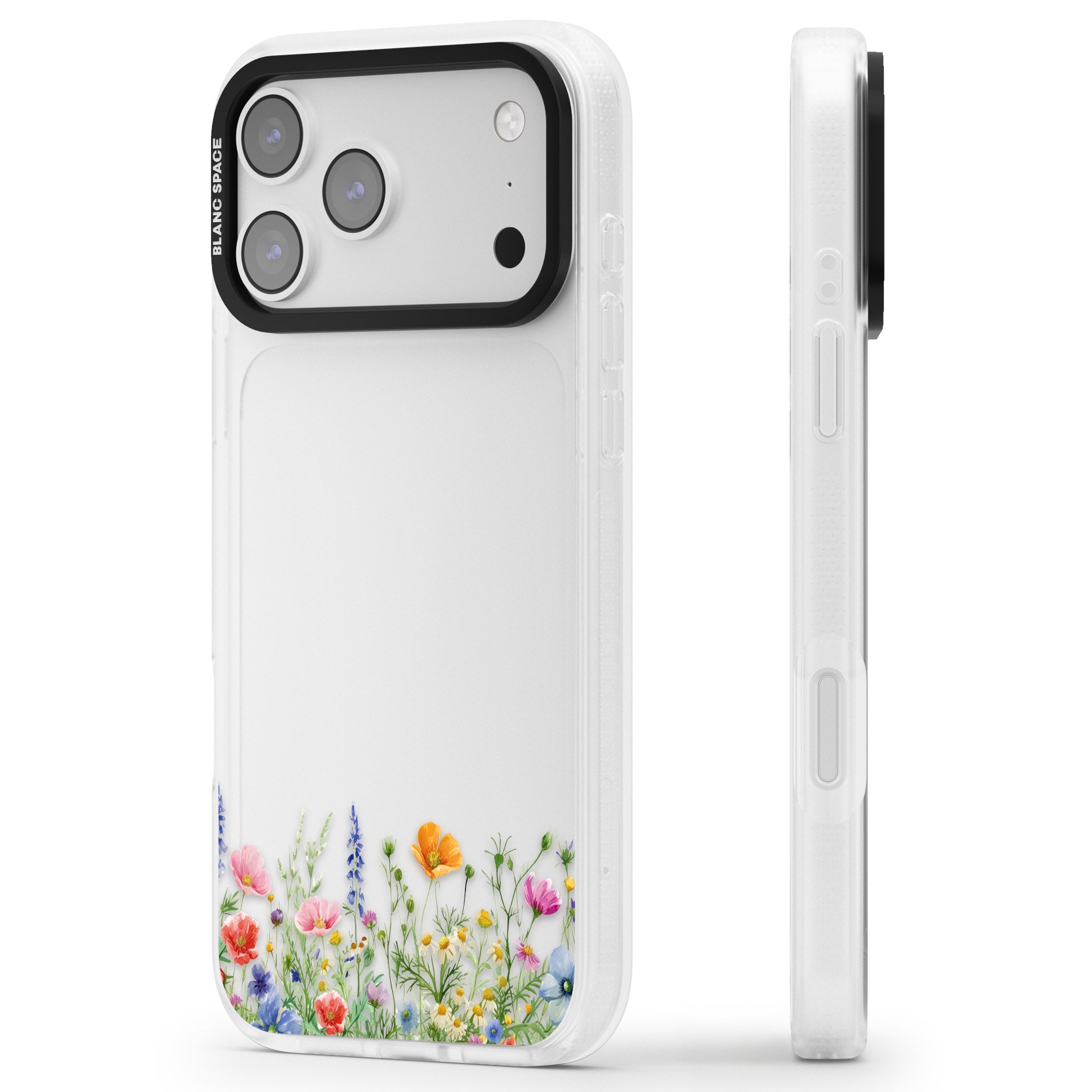 Minimal Wildflowers iPhone 17 Pro Impact Air Clear Phone Case Side Profile
