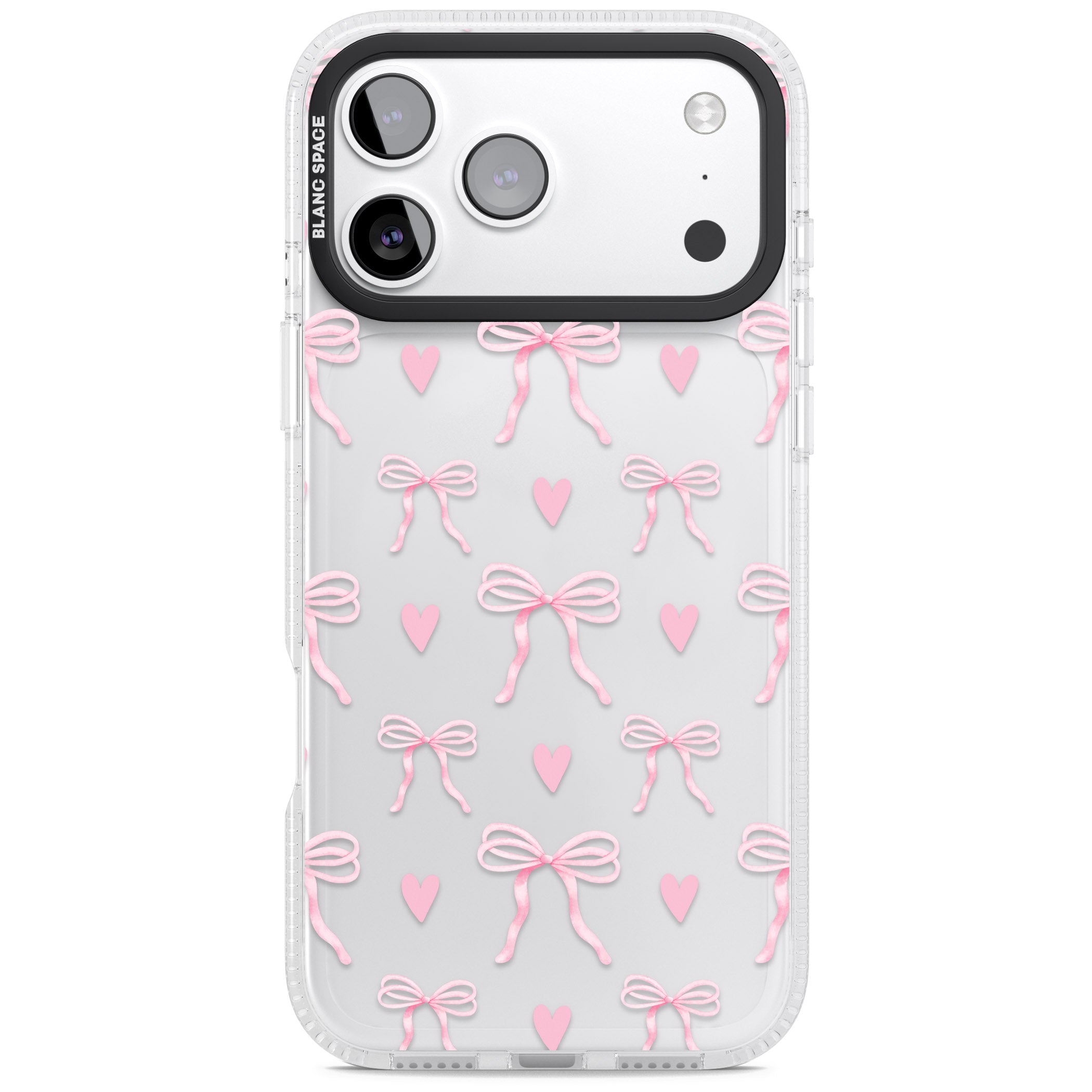 Pink Bows & Hearts iPhone 17 Pro Impact Air Clear Phone Case