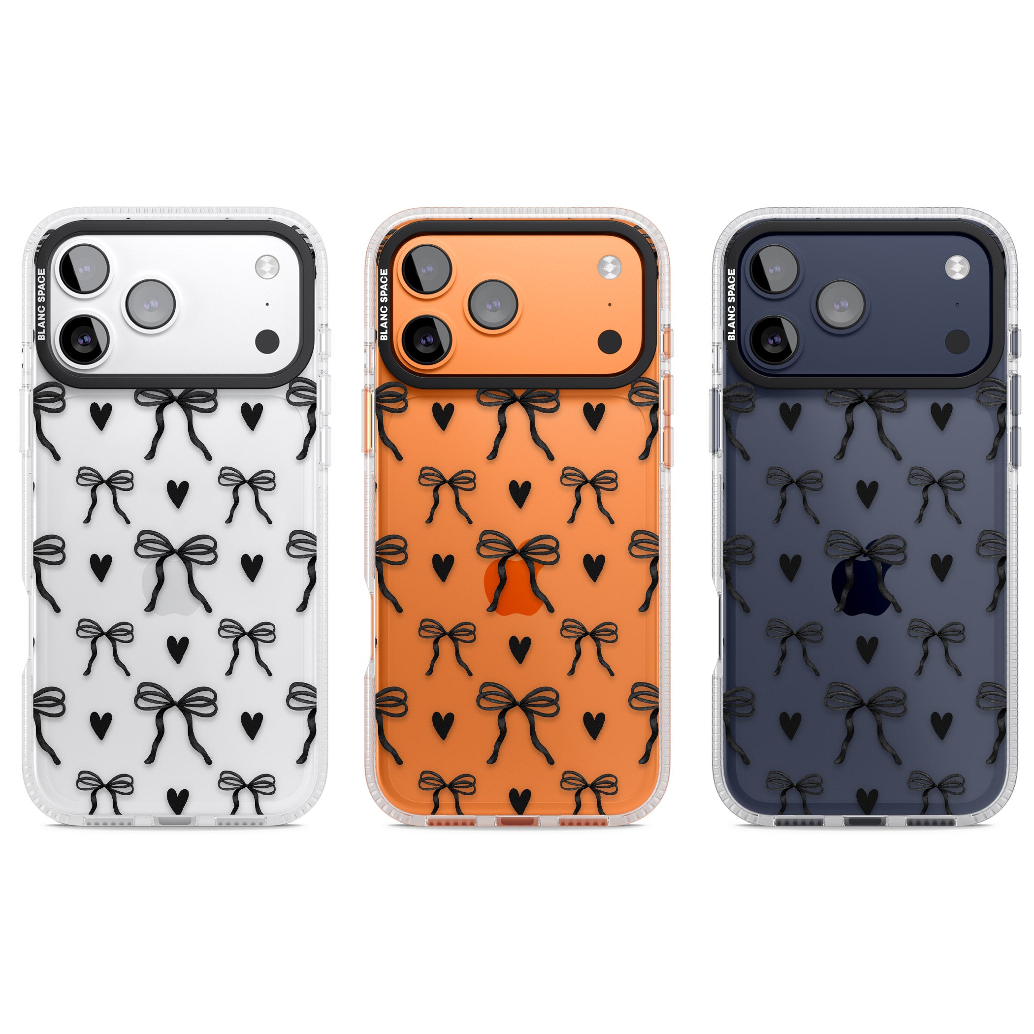 Black Bows & Hearts iPhone 17 Pro Impact Air Clear Phone Case APT Impact Protection