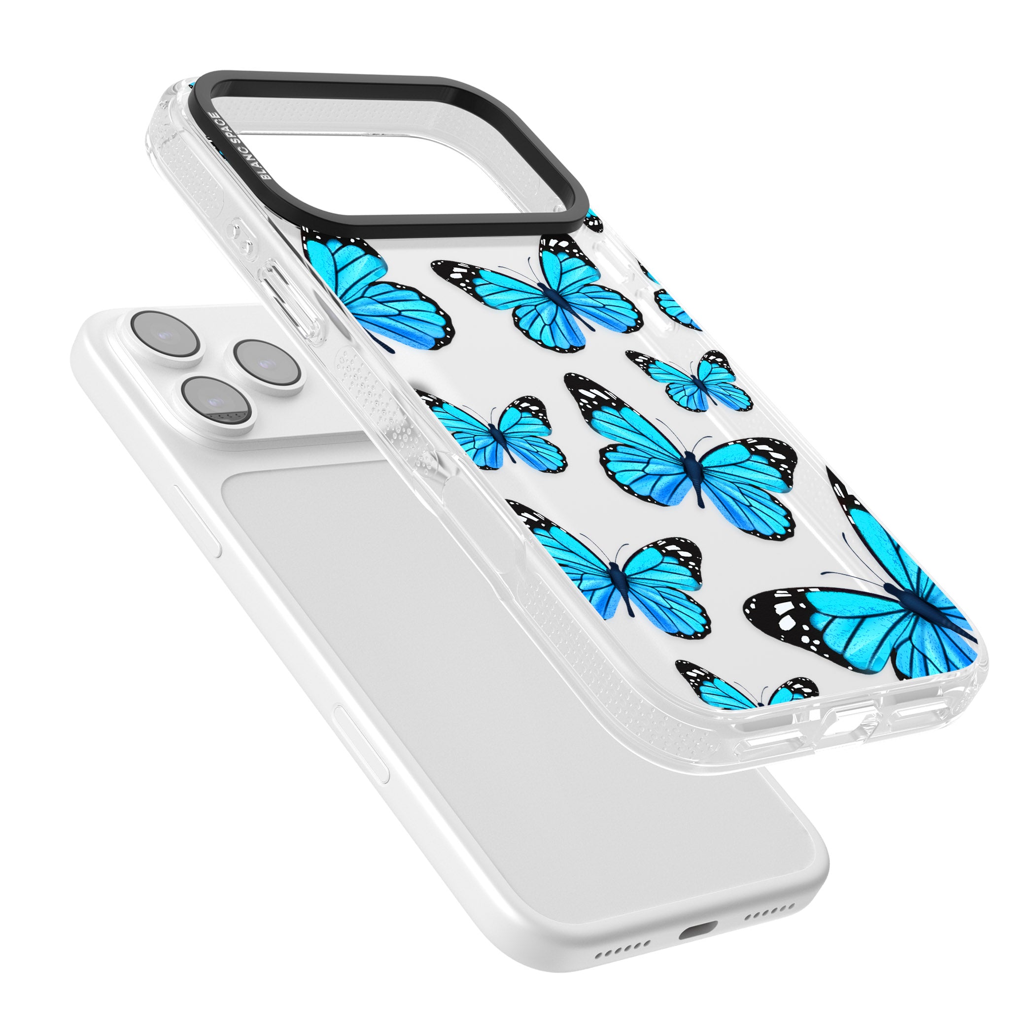 Blue Butterflies iPhone 17 Pro Impact Air Clear Phone Case Colours