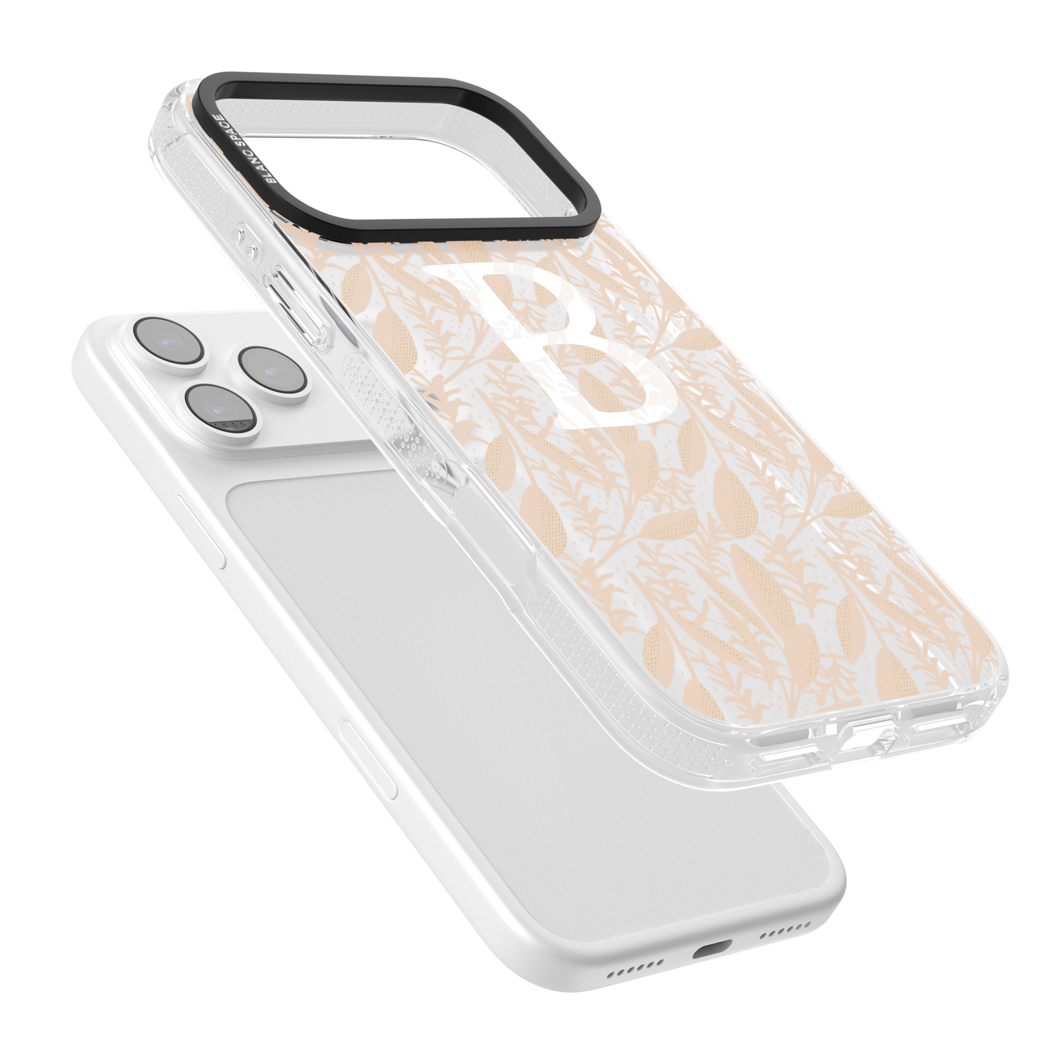 Personalised Monogram Subtle Abstract Floral iPhone 17 Pro Impact Air Clear Phone Case Colours