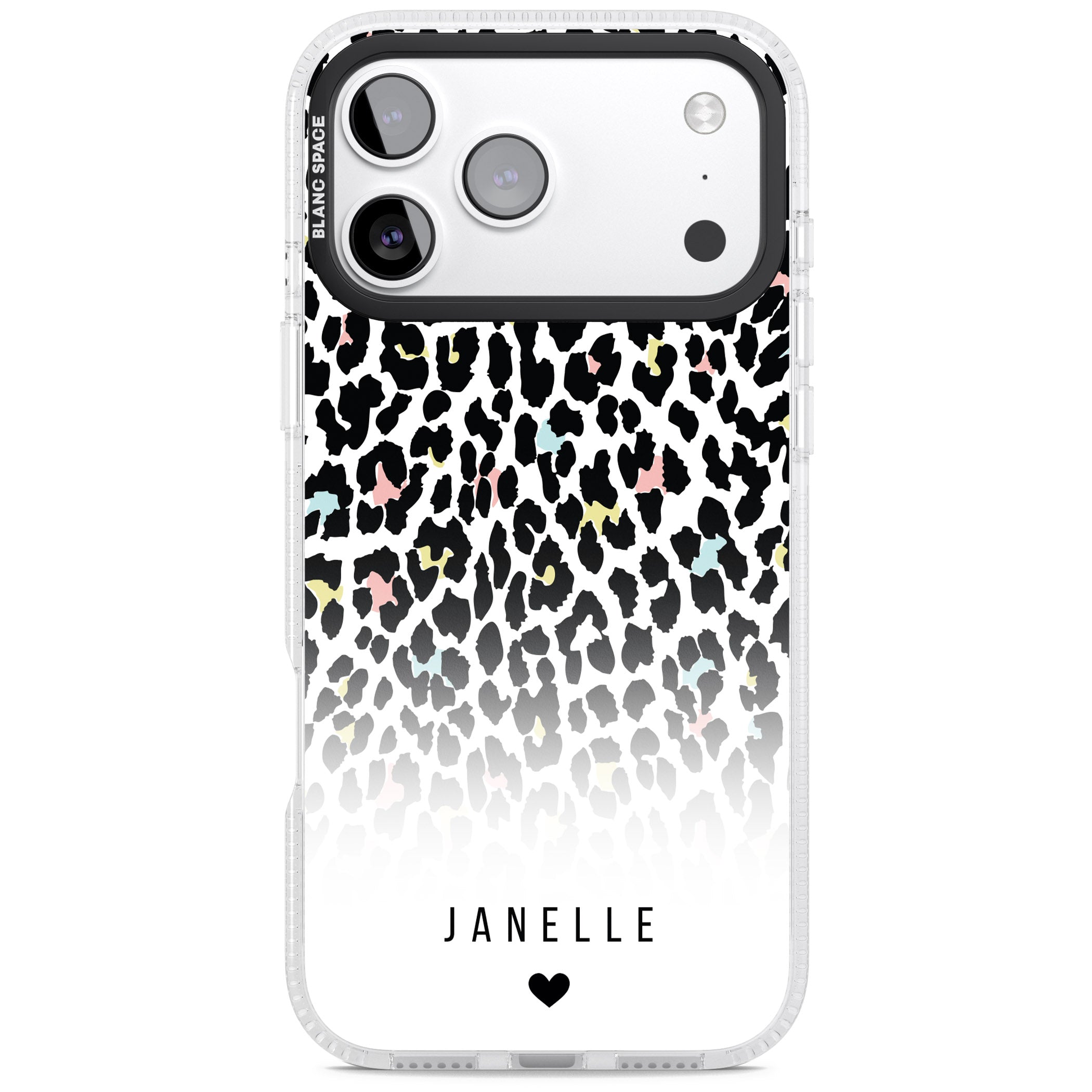 Personalised Pastel Leopard iPhone 17 Pro Impact Air Clear Phone Case